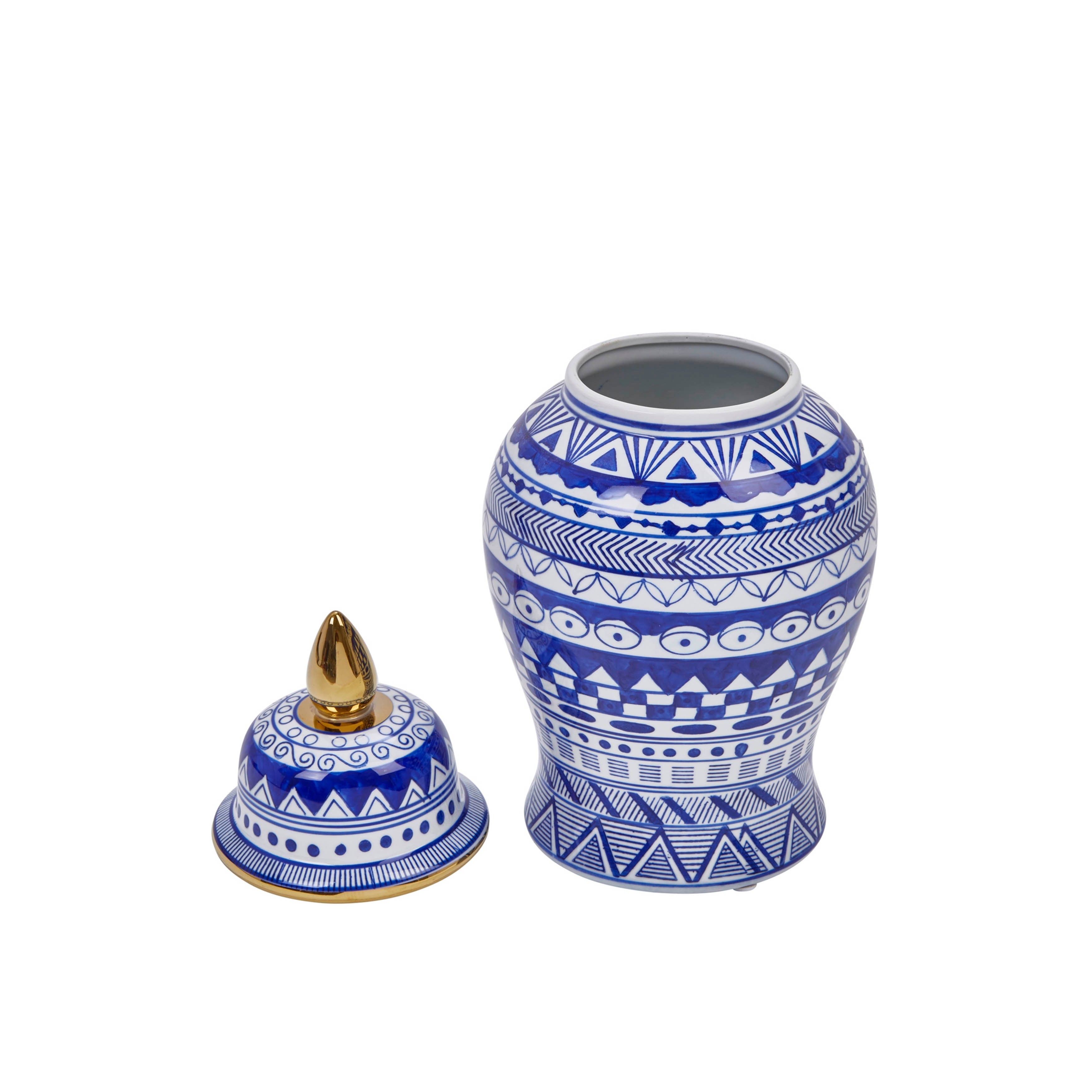 Sagebrook Home Patterned Eclectic Temple Jar with Lid