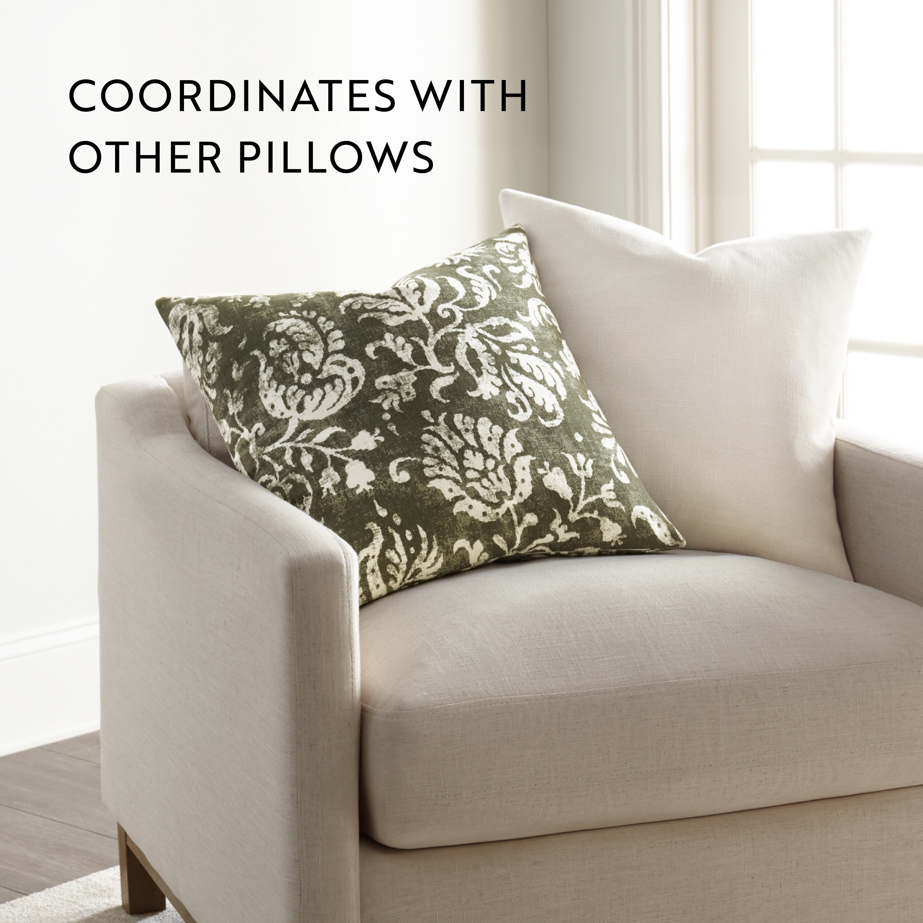 Elegant Patterns Cotton Decor Throw Pillow in Distressed Floral