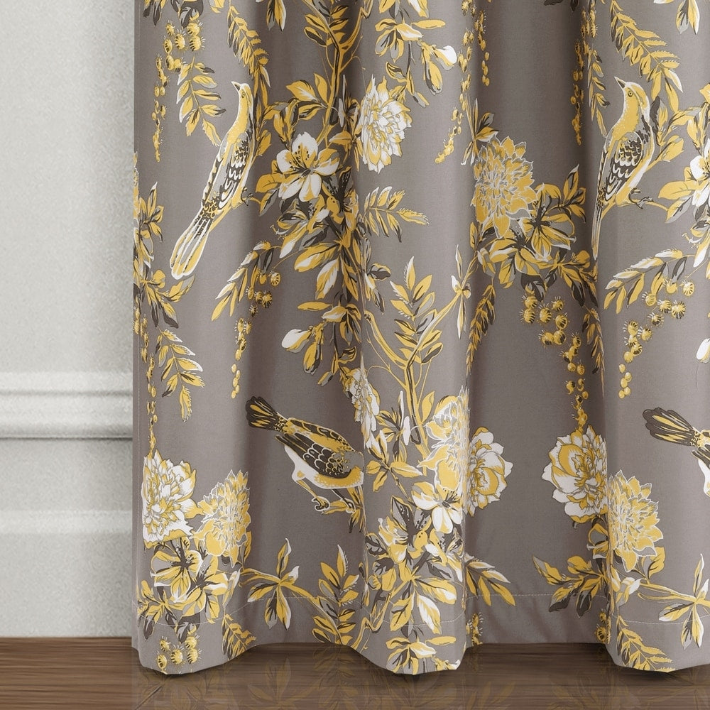 Lush Decor Farmhouse Bird And Flower Insulated Grommet Blackout Window Curtain Panel Pair