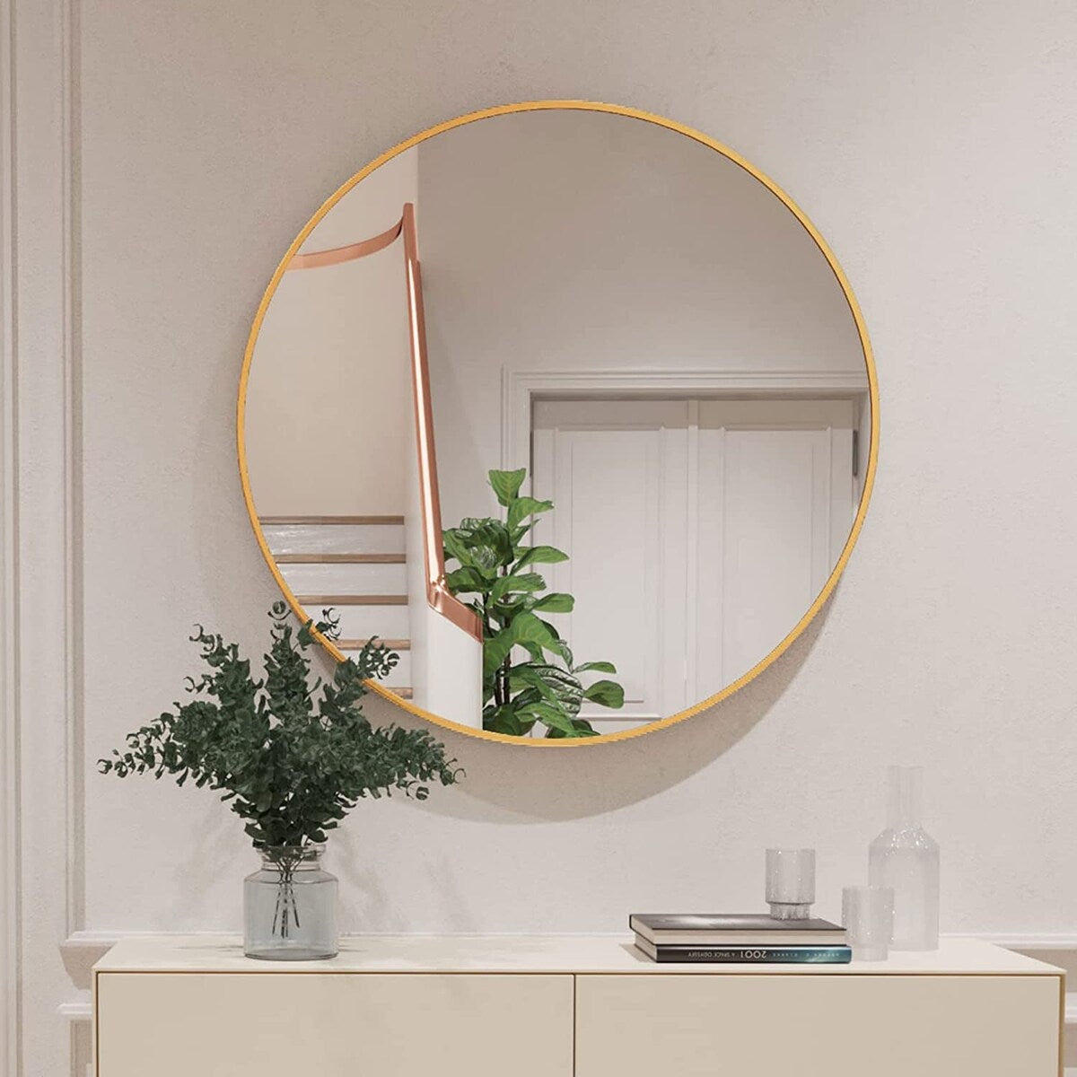 Round Mirror Wall Mounted, Circle Bathroom Vanity Wall Mirror with Metal Frame - 16/20/24/30/32/36