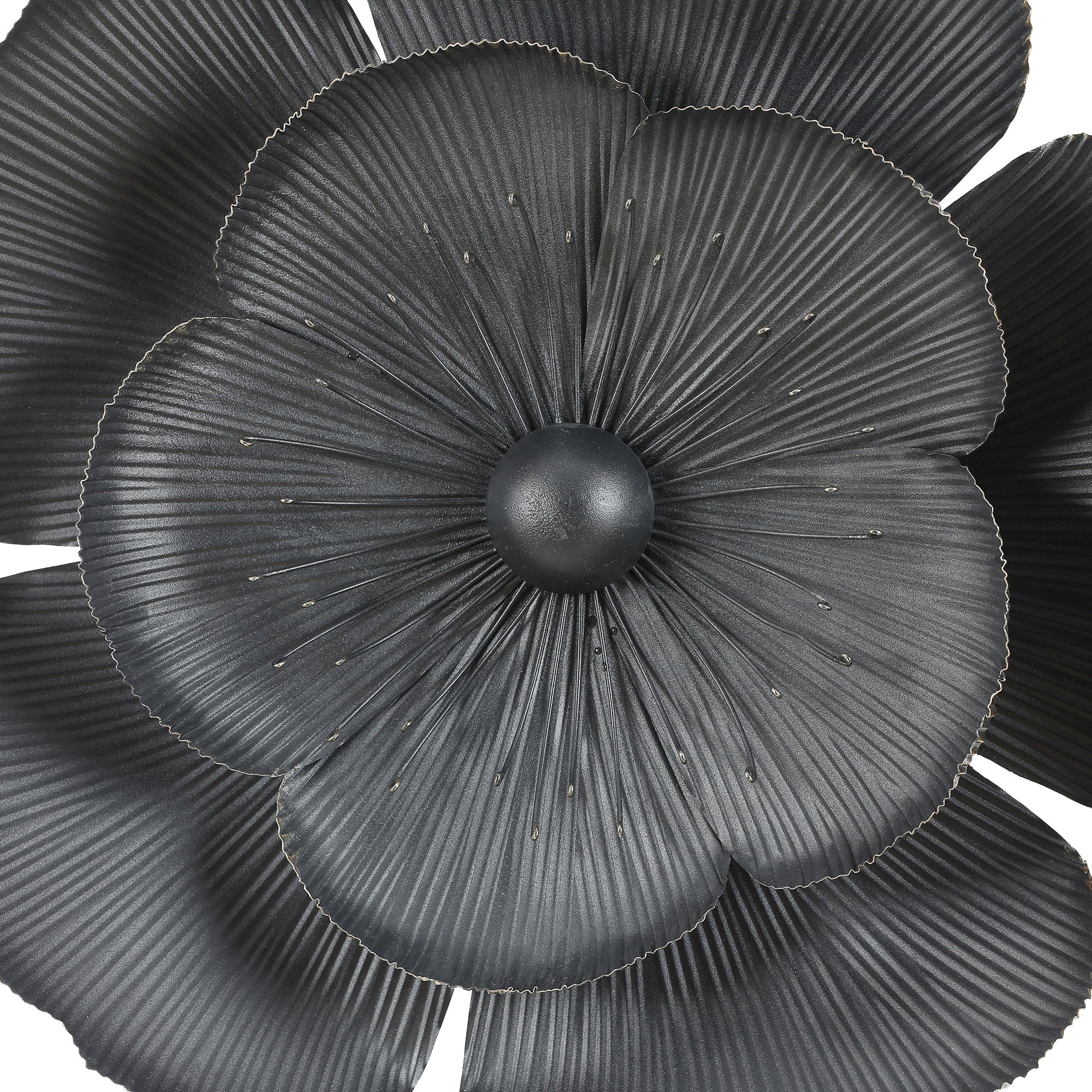 Black Multi-Size Metal Flowers Wall Decor (Set of 3)