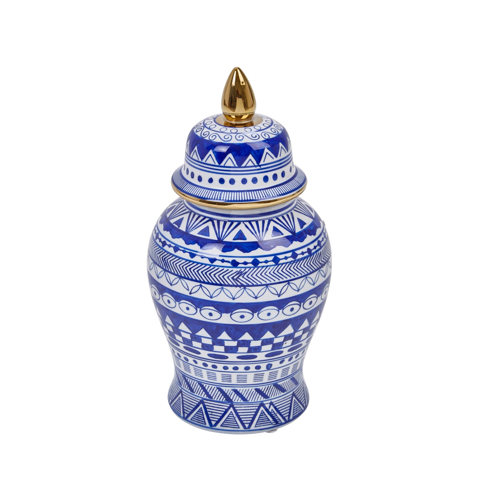 Sagebrook Home Patterned Eclectic Temple Jar with Lid