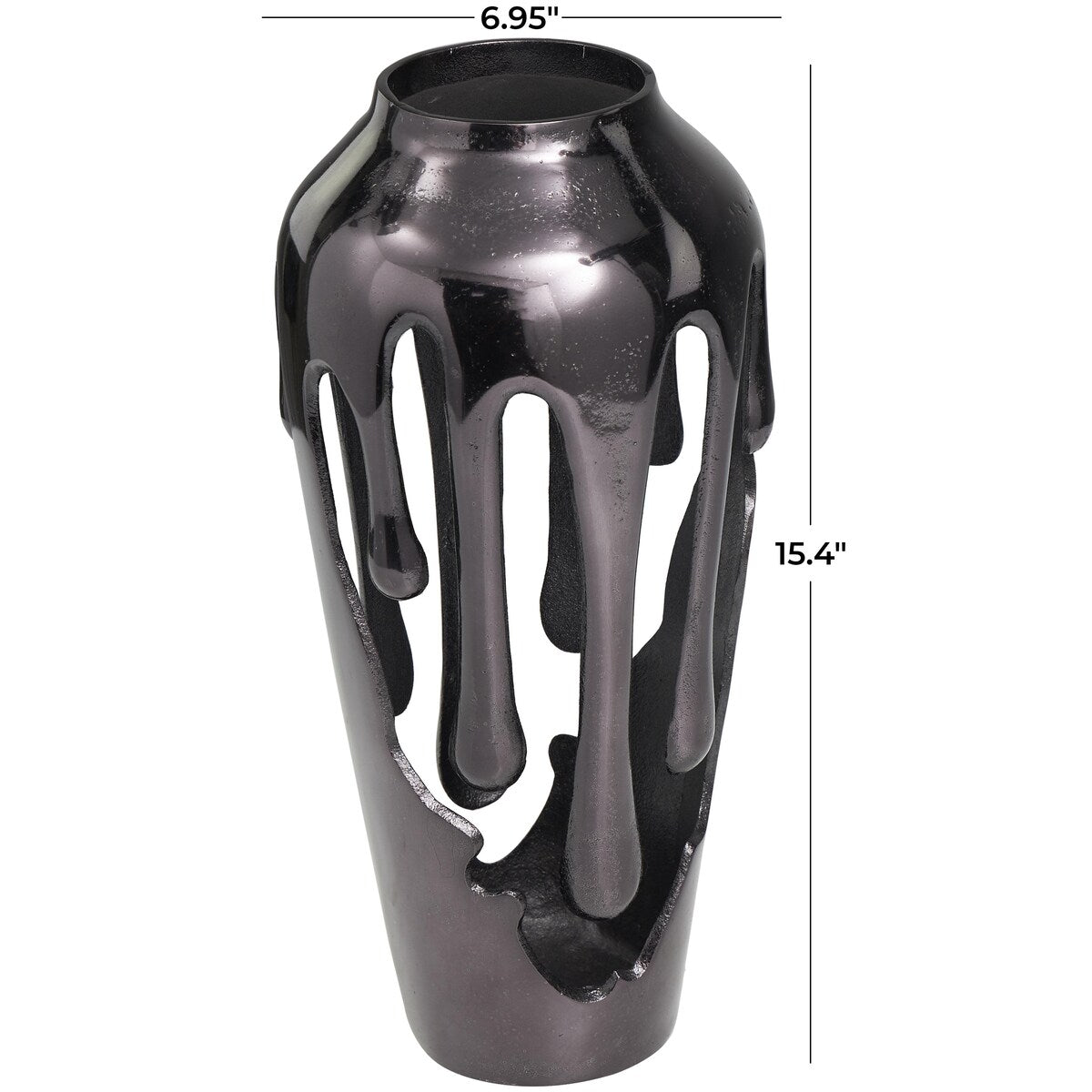 Aluminum Metal Drip Decorative Vase with Melting Designed Body - Silver, Gold or Black - Roche River Decor