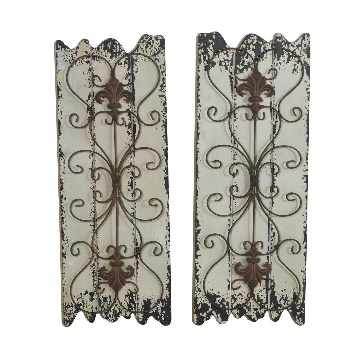 Wooden Scroll Arabesque Home Wall Decor - Set of 2 White - Roche River Decor