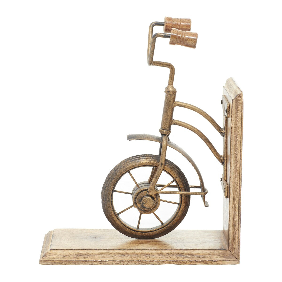 Wooden Bike Decorative Bookends - Set of 2 Brass - Roche River Decor