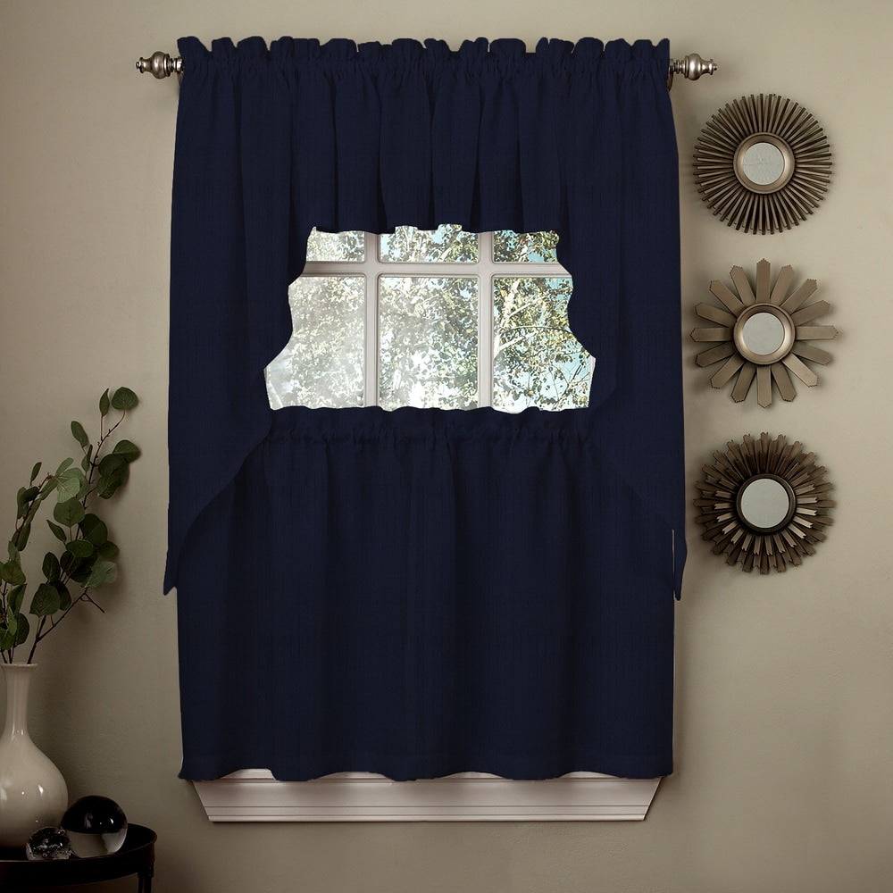 Opaque Ribcord Kitchen Curtain Pieces - Tiers/ Valances/ Swags