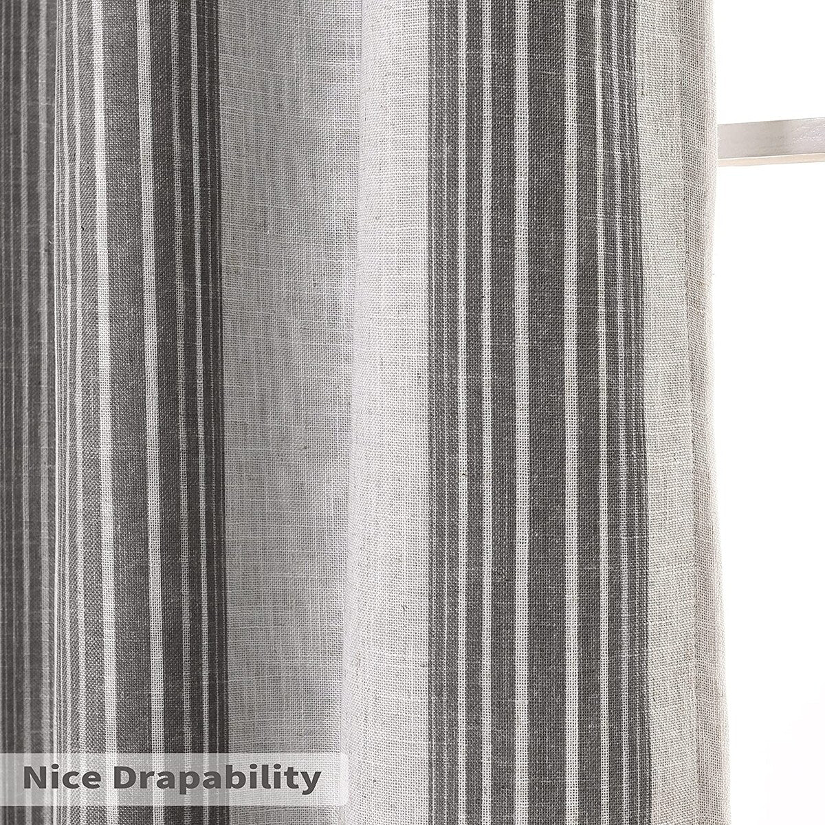 DriftAway Chris Vertical Striped Pattern Linen Textured Lined Blackout Window Curtains