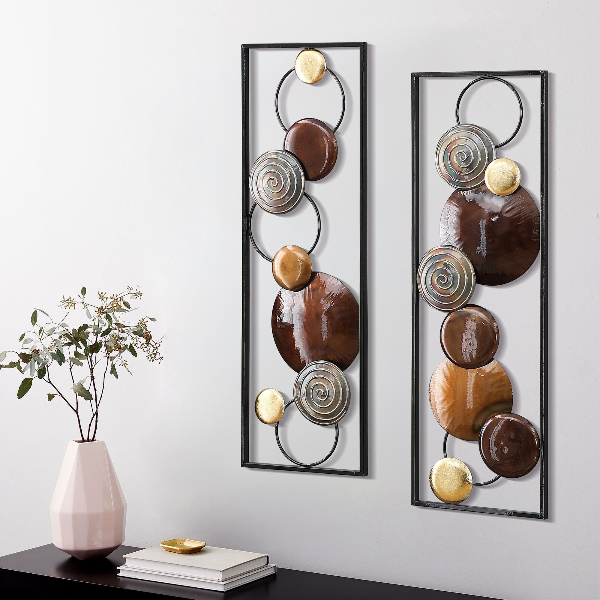 Modern Gold and Brown Metal Wall Decor (Set of 2)