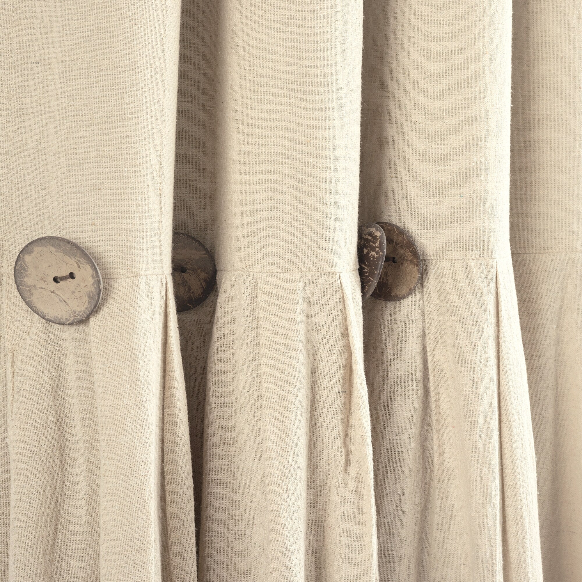 Lush Decor Linen Button 100 Percent Lined Blackout Window Curtain Panel Single