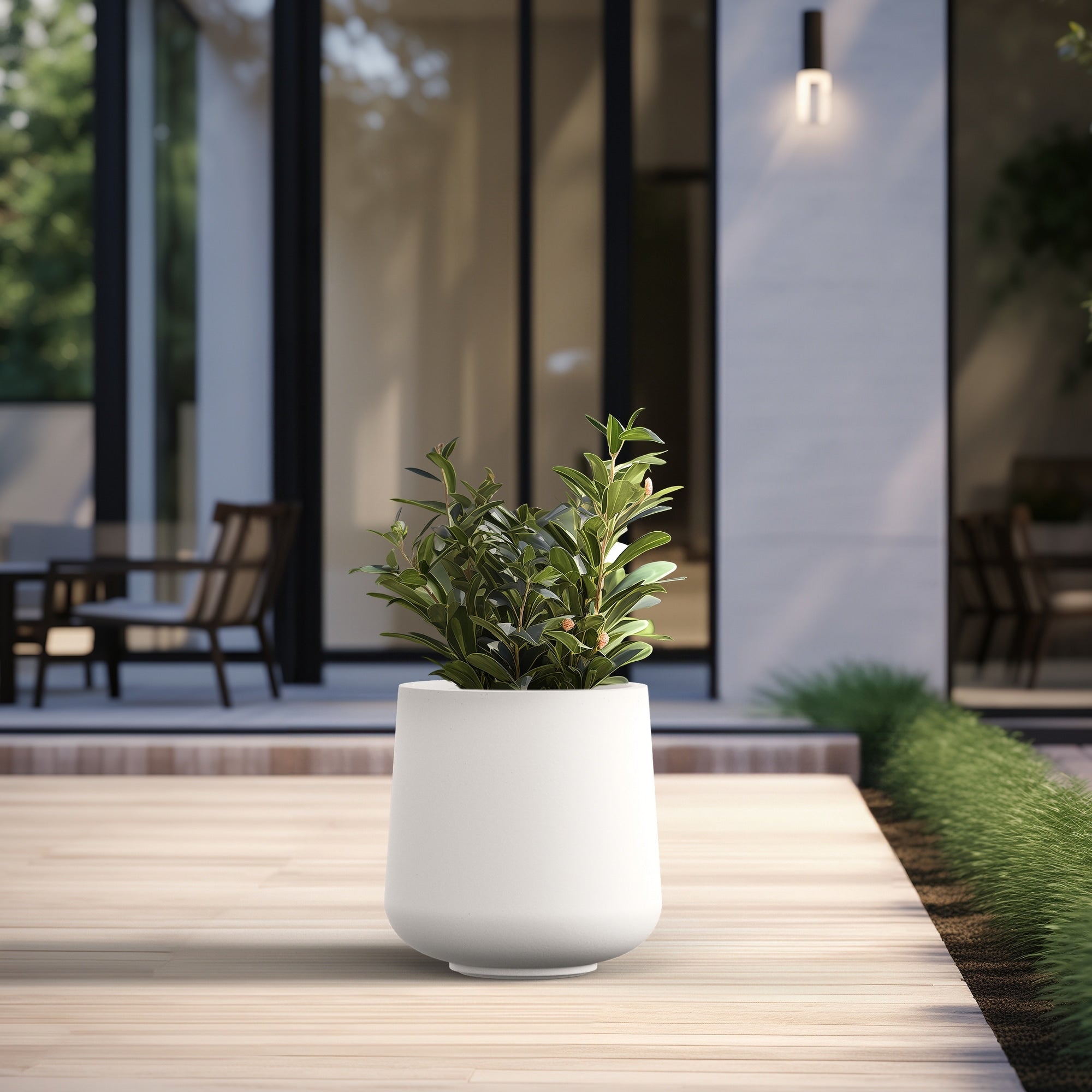 Tall Concrete Round Plant Pots / Large Indoor and Outdoor flower Planters