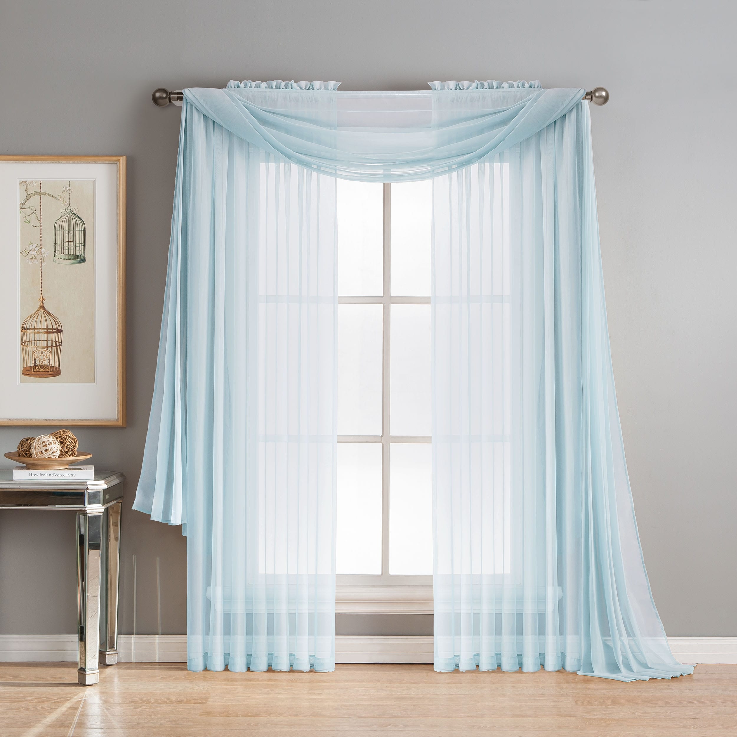 Window Elements Diamond Sheer Voile Extra Wide, 56 Inch Wide. Rod Pocket Curtain Panel