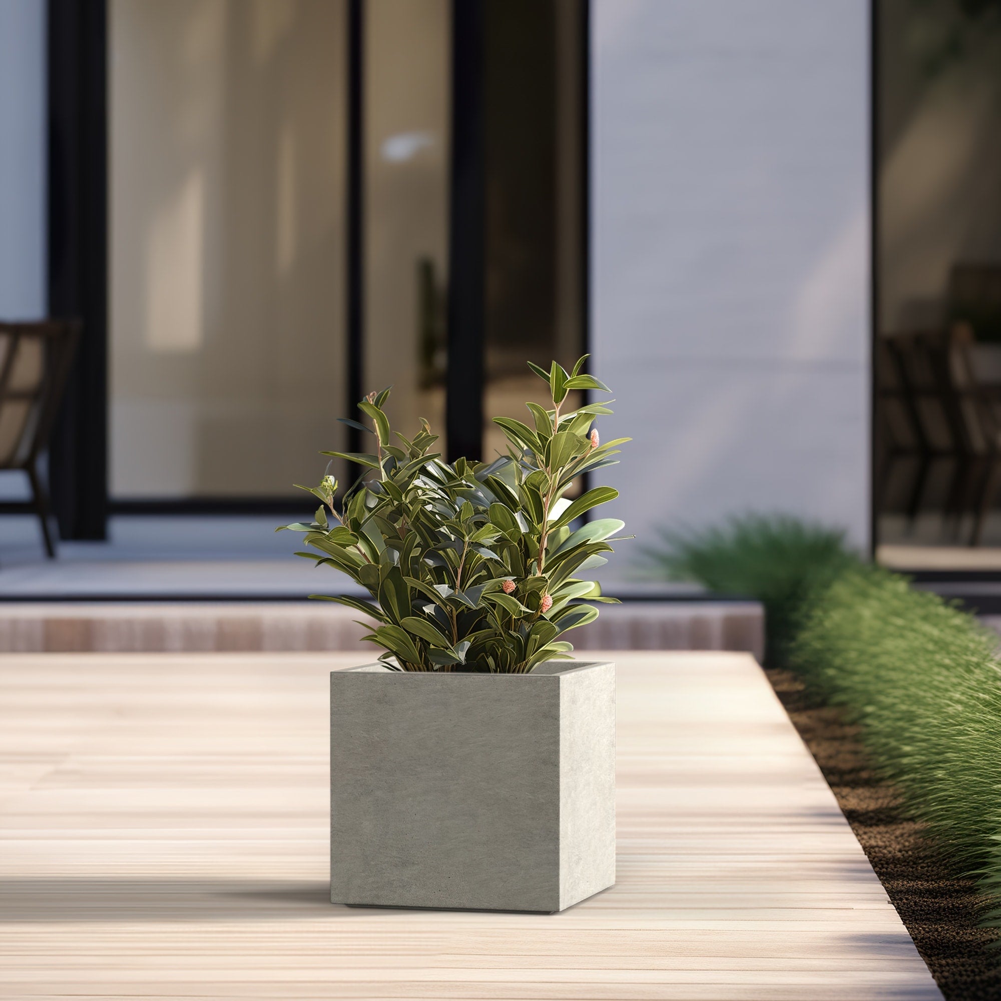 Tall Concrete Square Plant boxes / Large Indoor and Outdoor flower Planters