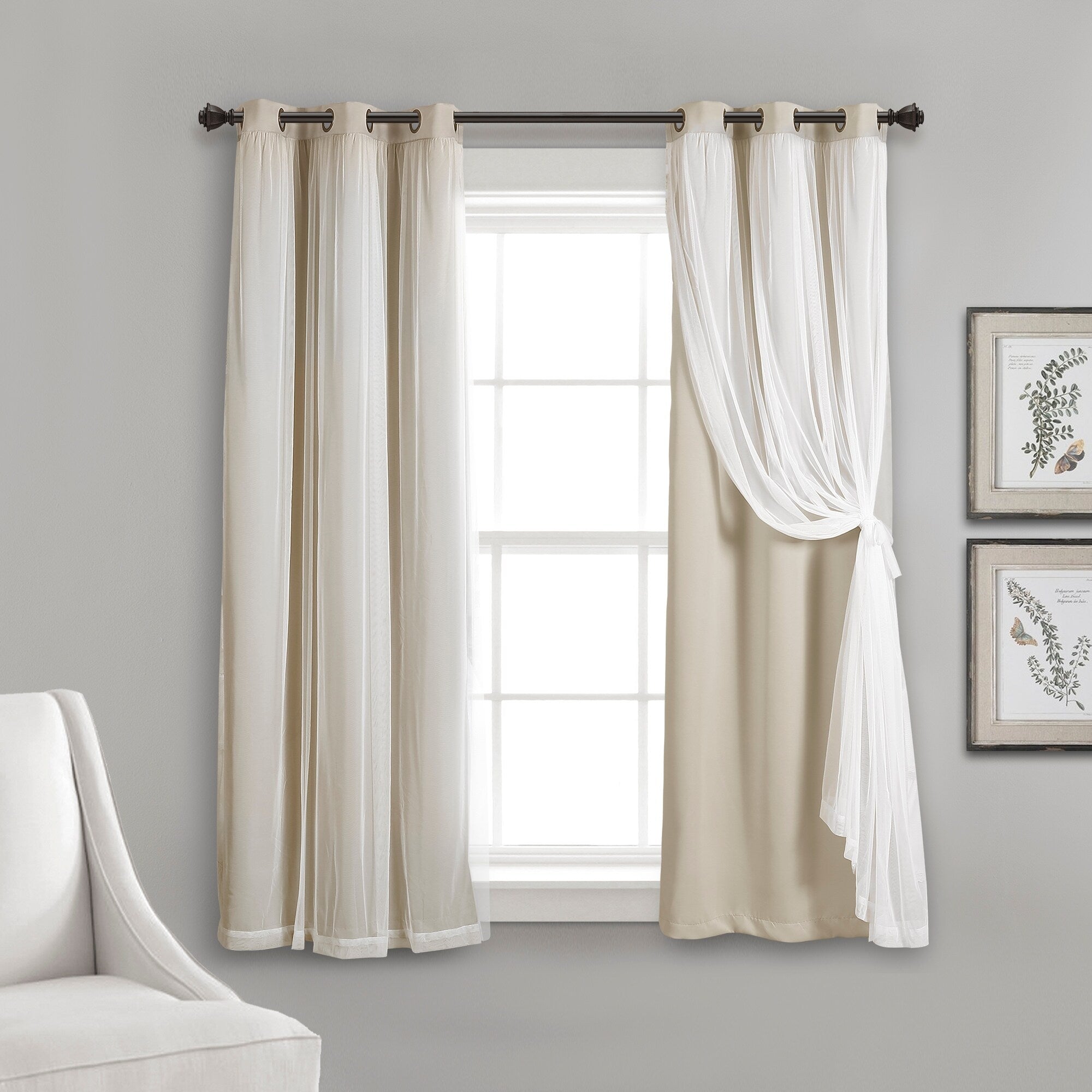 Lush Decor Grommet Sheer Panel Pair with Insulated Blackout Lining