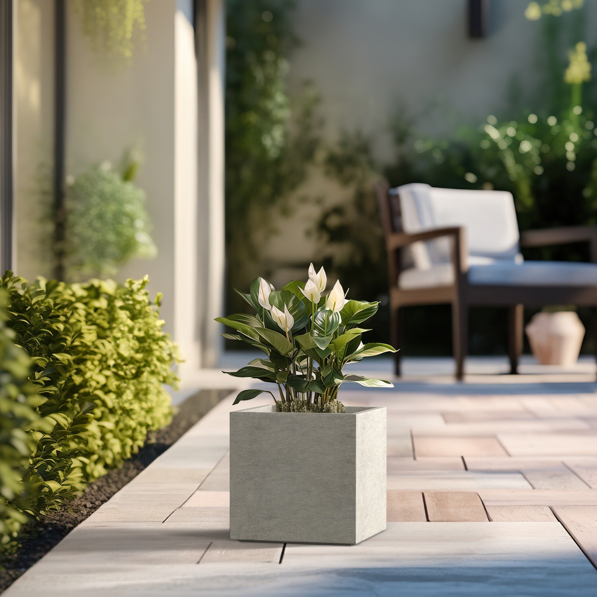 Tall Concrete Square Plant boxes / Large Indoor and Outdoor flower Planters