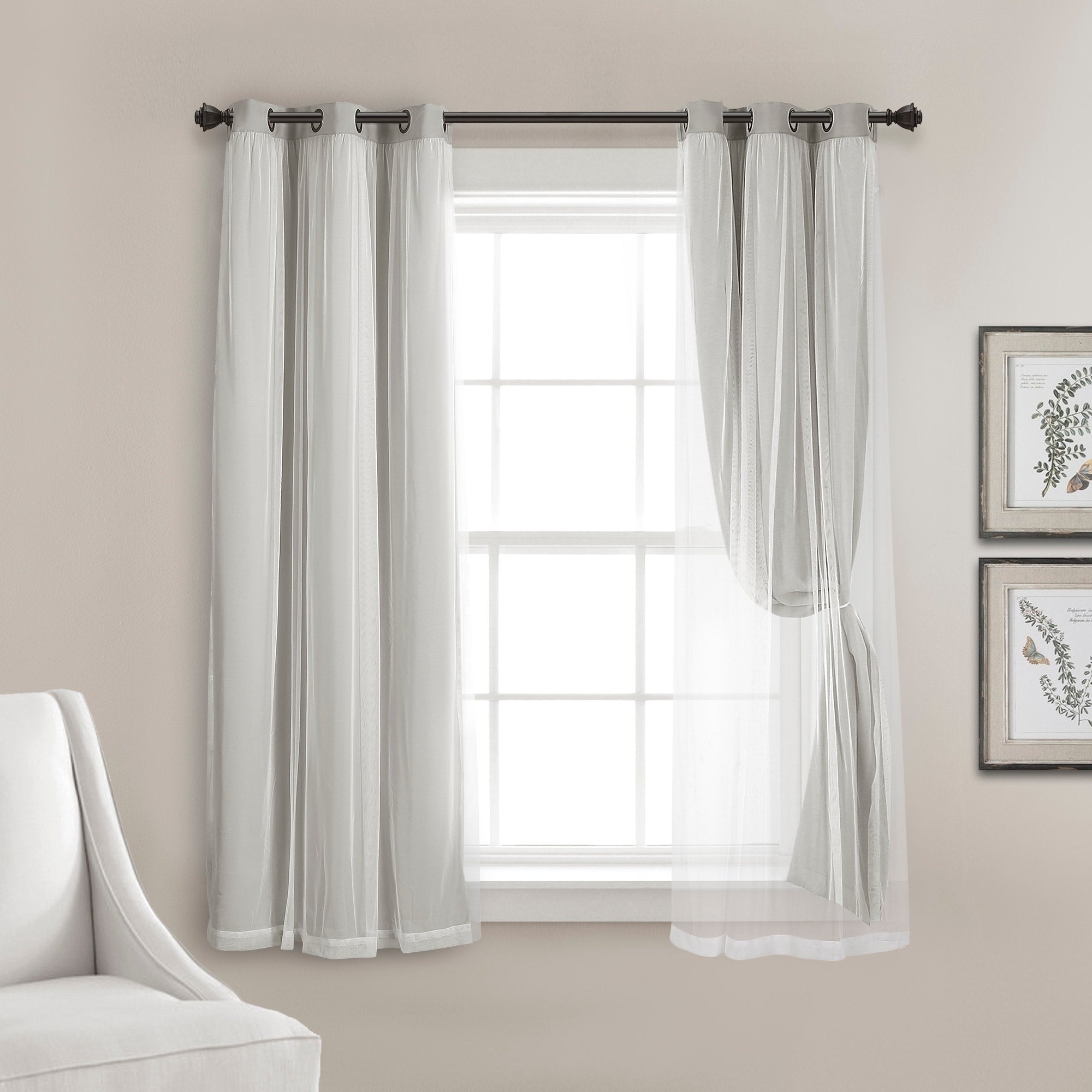 Lush Decor Grommet Sheer Panel Pair with Insulated Blackout Lining