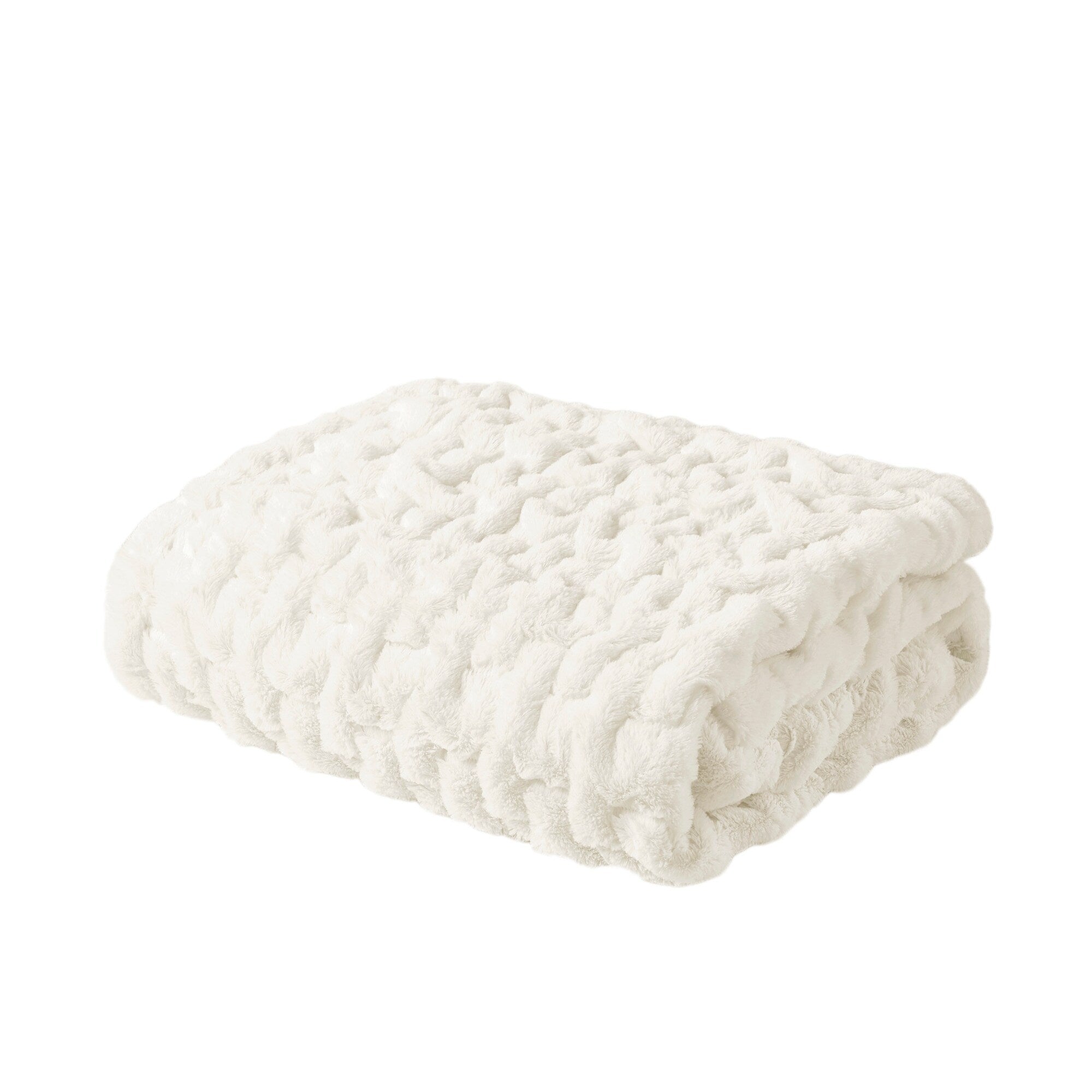 Madison Park Ruched Fur Throw