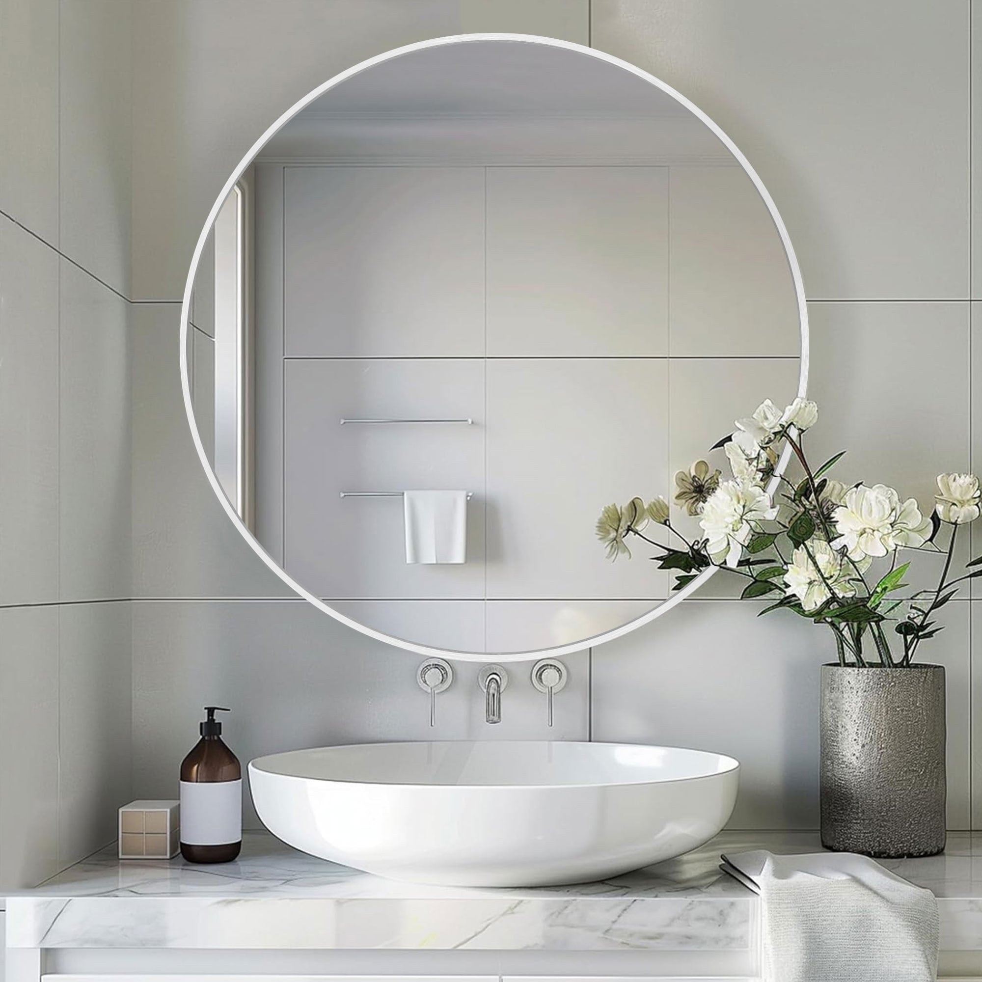 Modern Bathroom Wall Mounted Round Vanity Mirror