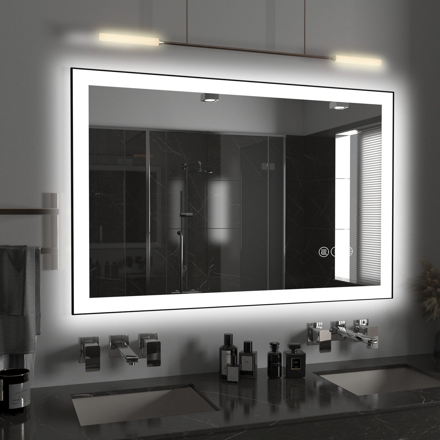 QuivaraView Premium Black Aluminum Framed LED lighting Vanity Mirrors