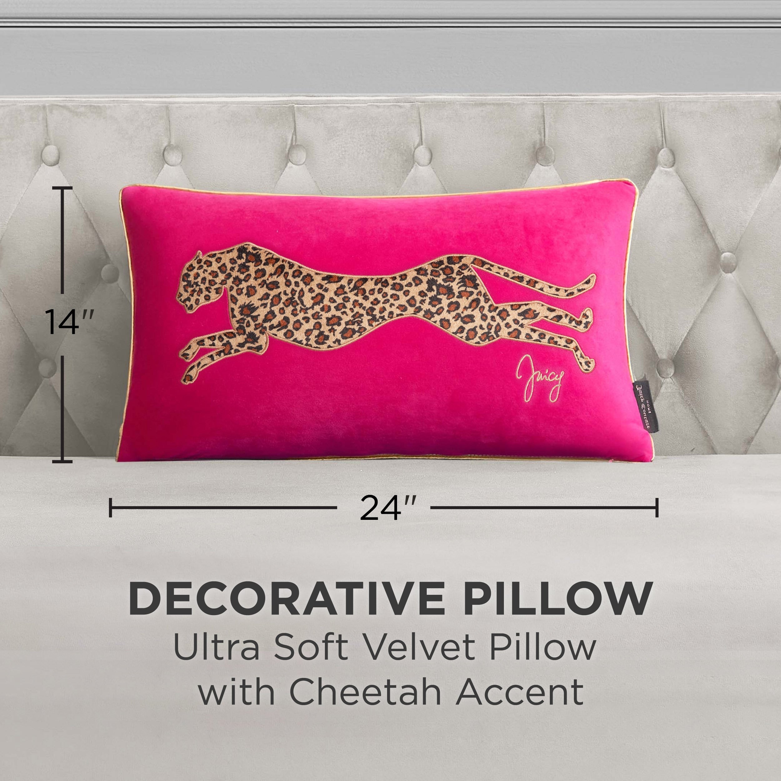 Juicy Couture Velvet Cheetah Pillow 14 x 24