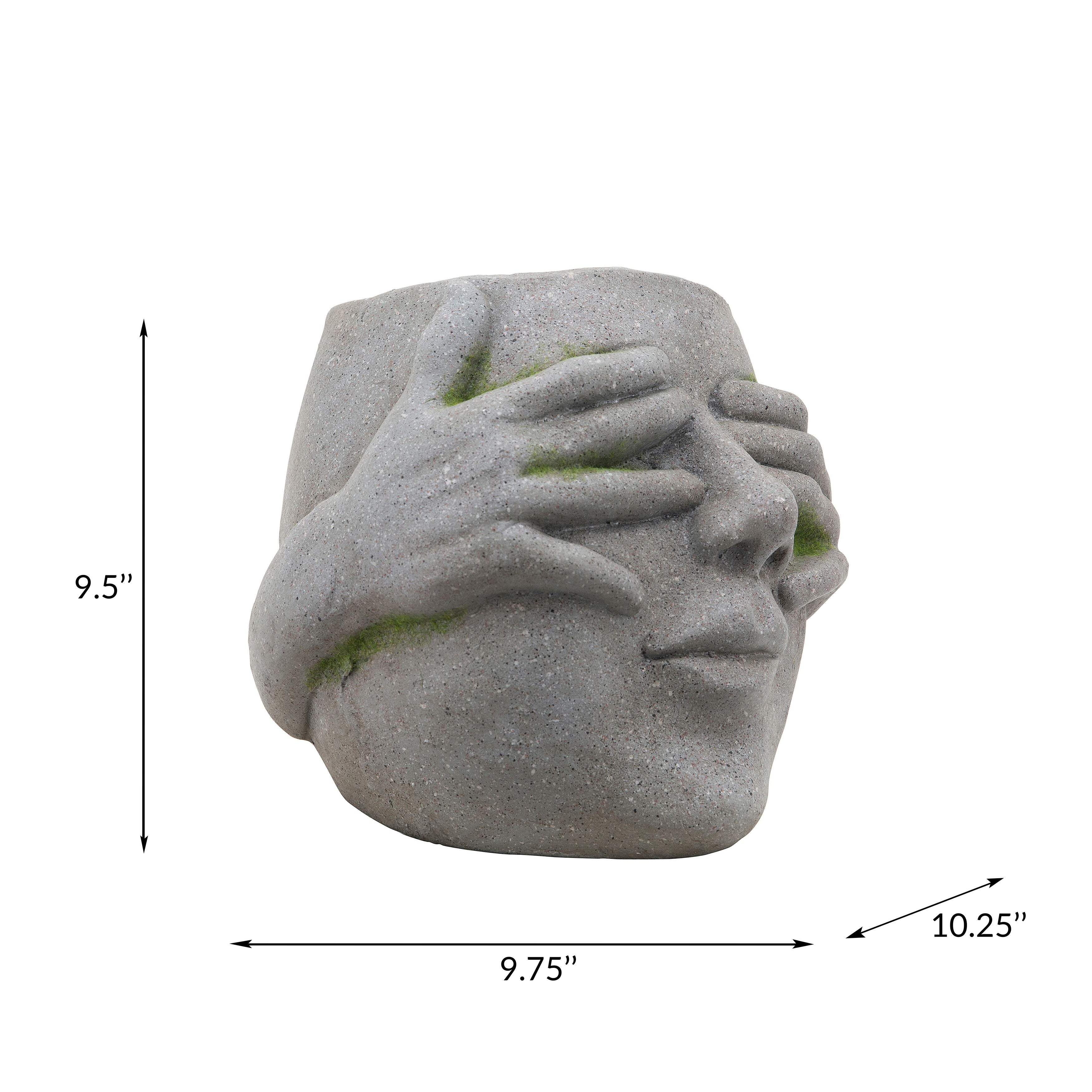 Sagebrook Home Hear No Evil See No Evil Speak No Evil Face Gray Resin Planter Indoor/Outdoor