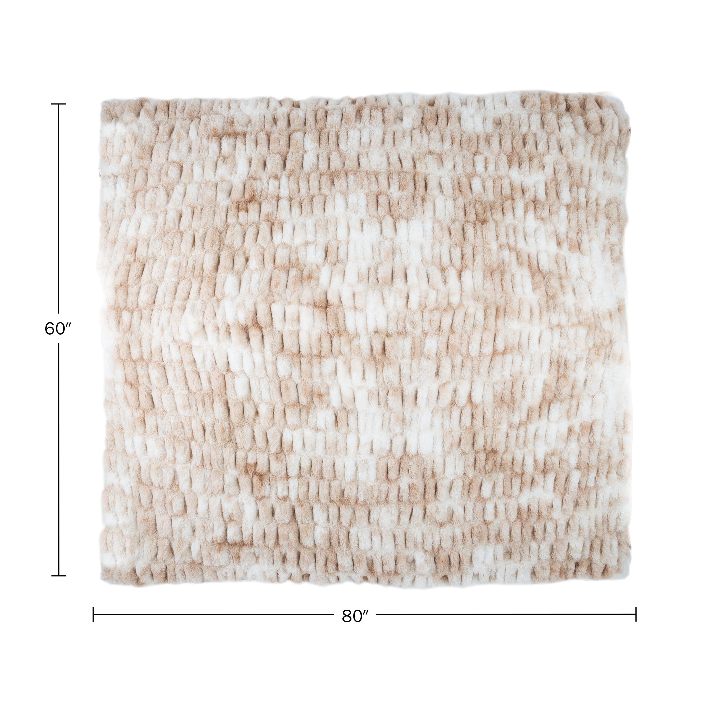 Oversized Ruched Faux Fur Blanket - 60x80-Inch Queen-Size Throw by Lavish Home