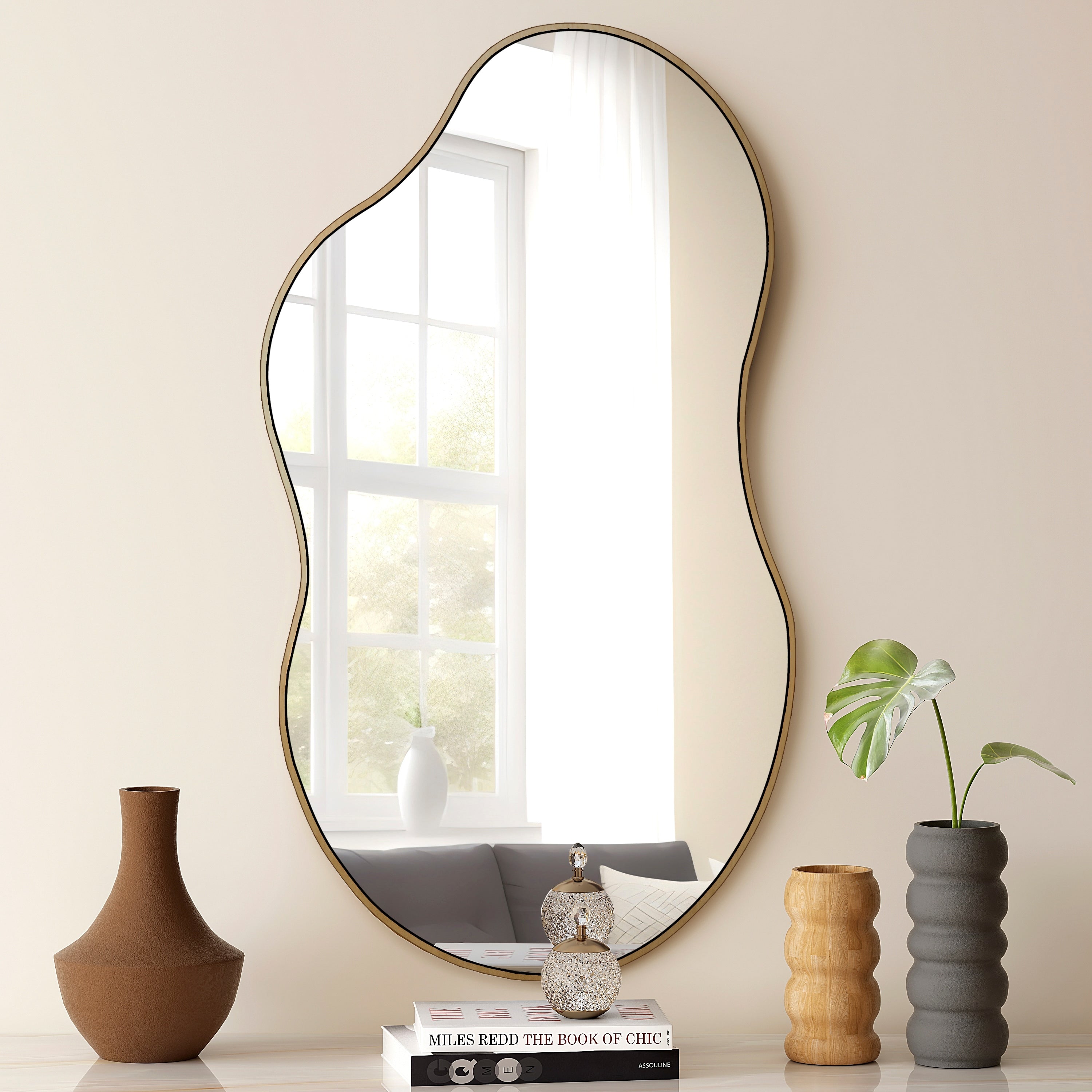 Asymmetrical Wavy Antique Accent Wall Mirror