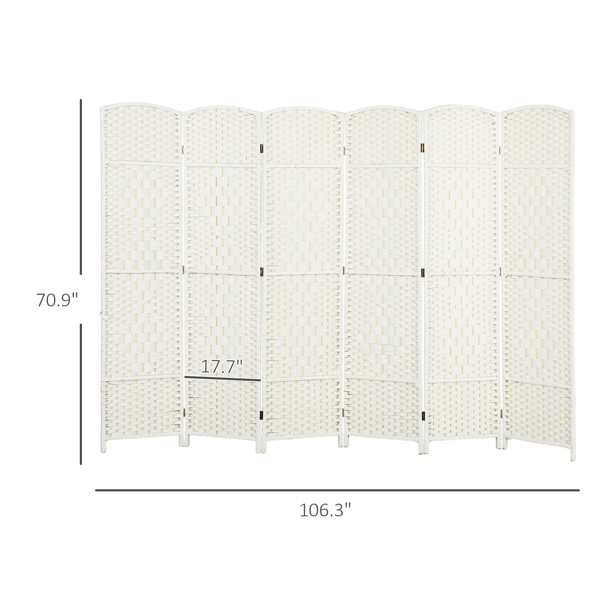 HOMCOM 6 Panel Room Divider, 6' Tall Folding Privacy Screen, Hand-Woven Freestanding Wall Partition