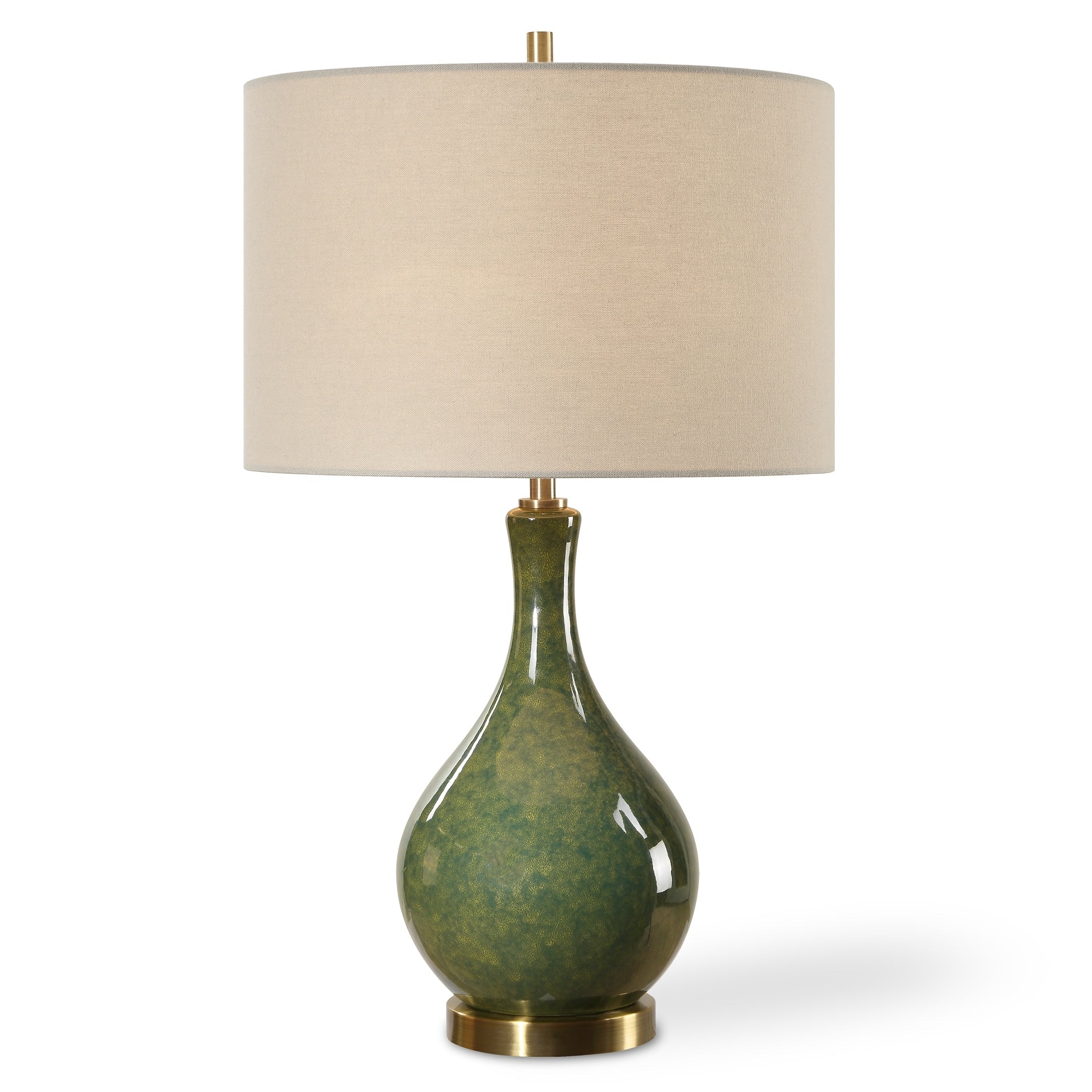 Copper Grove Emerald Green Ceramic Table Lamp with Gold Metal Accents