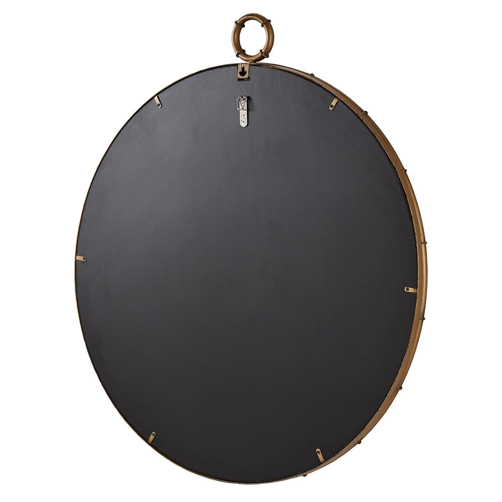 Marza Antique Brass Finish Round Wall Mirror by iNSPIRE Q Modern