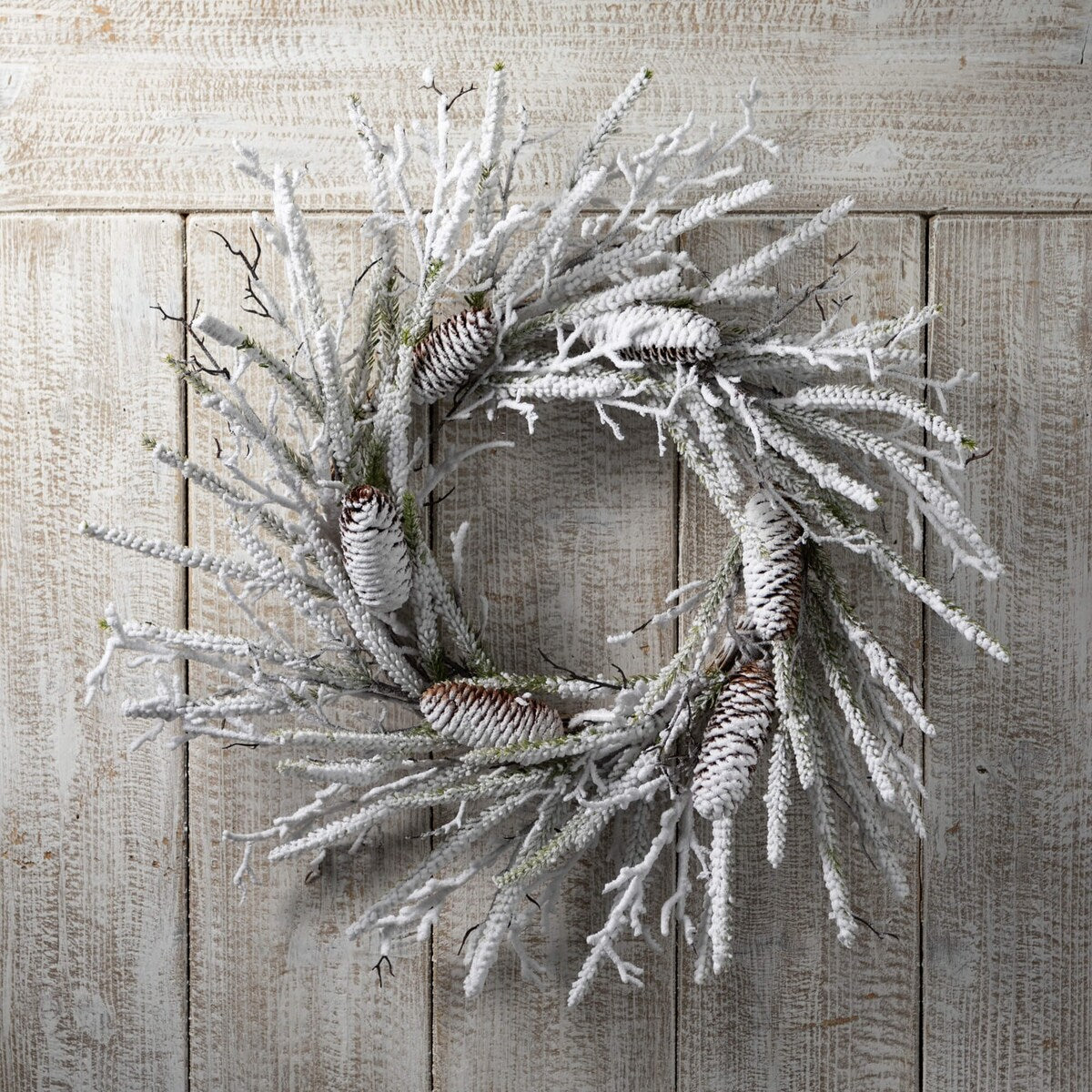 Sullivans Artificial Christmas Flocked Pine Twig Wreath