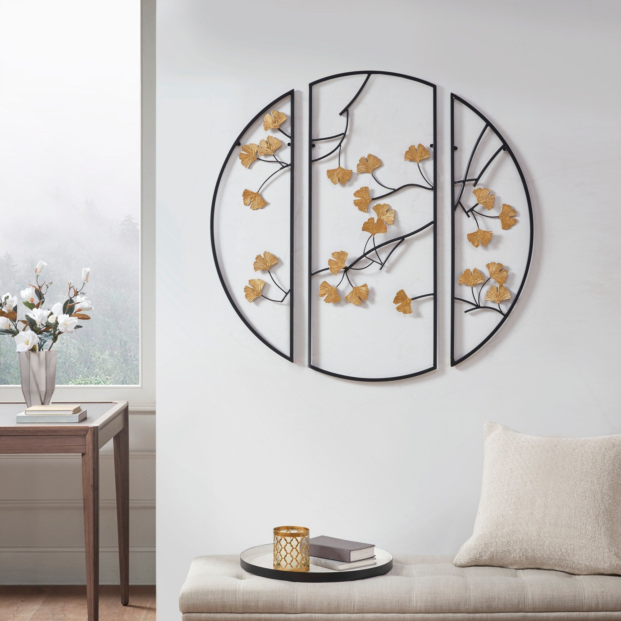 Madison Park Golden Gingko Leaves 3-piece Metal Wall Decor Set