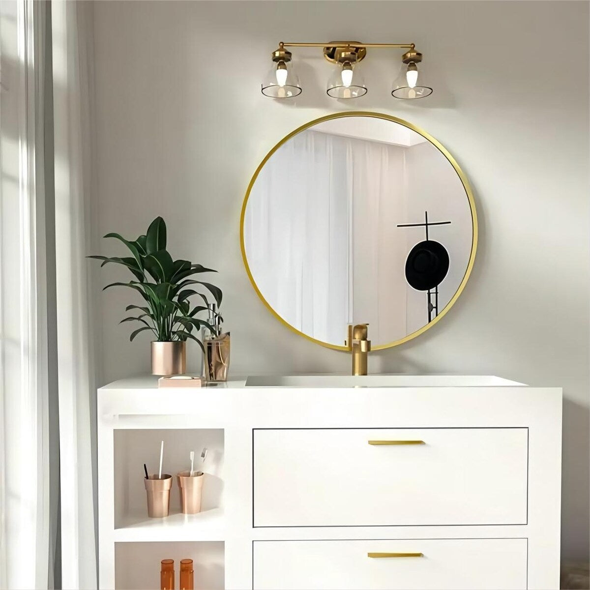 YVANLA Wall Mounted Bathroom Round Mirror with Metal Frame