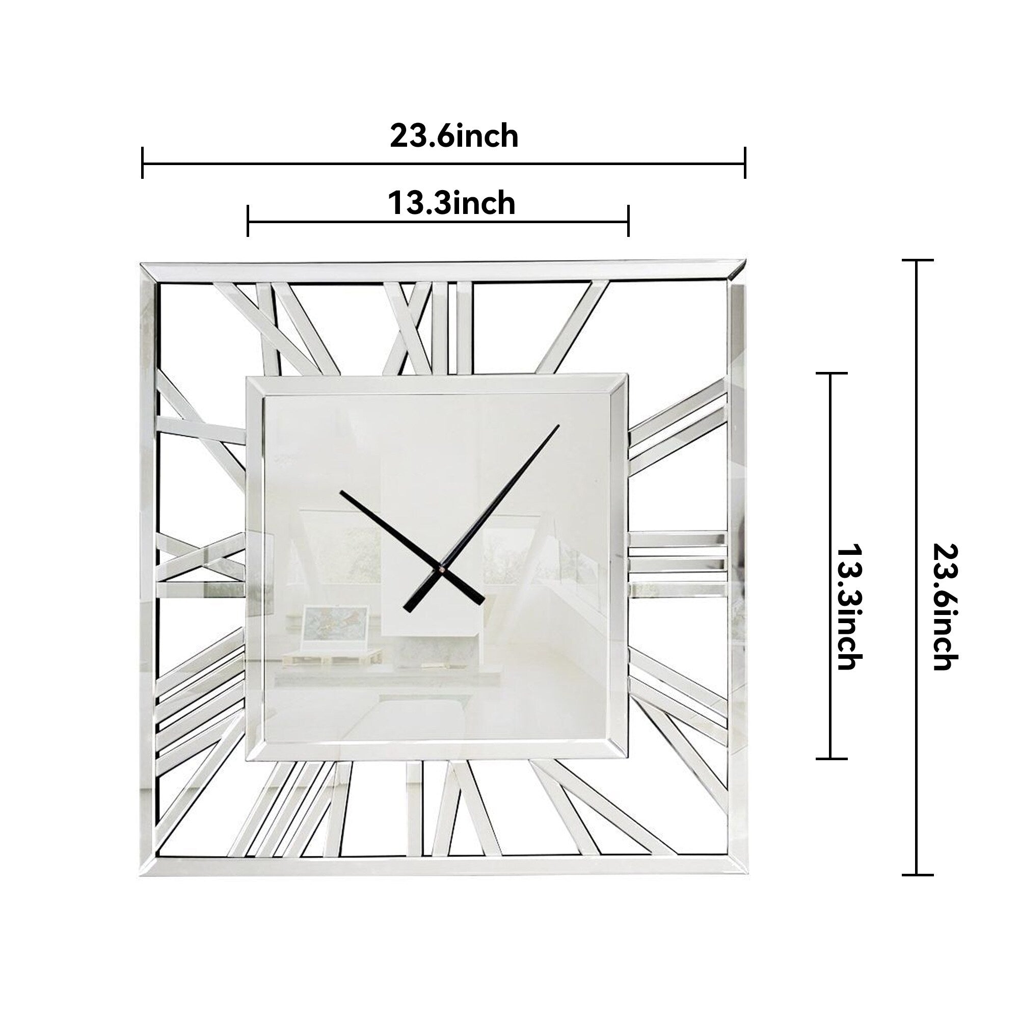 Large Wall Clocks Modern Mirrored Clock