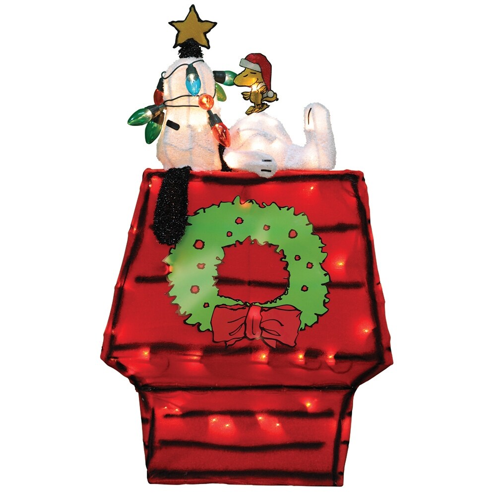 26 Peanuts 3D LED Pre-lit Yard Art Snoopy on Dog House with Star