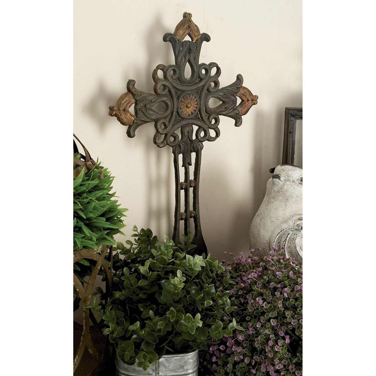 Metal Biblical Cross Decorative Sculpture - Copper - Roche River Decor