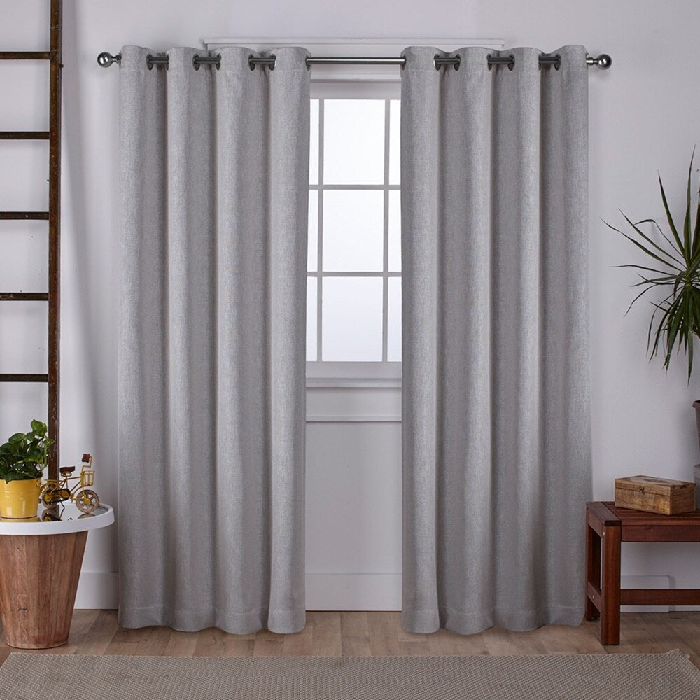 Strick & Bolton Laurette Linen Woven Blackout Grommet Top Curtain Panel Pair