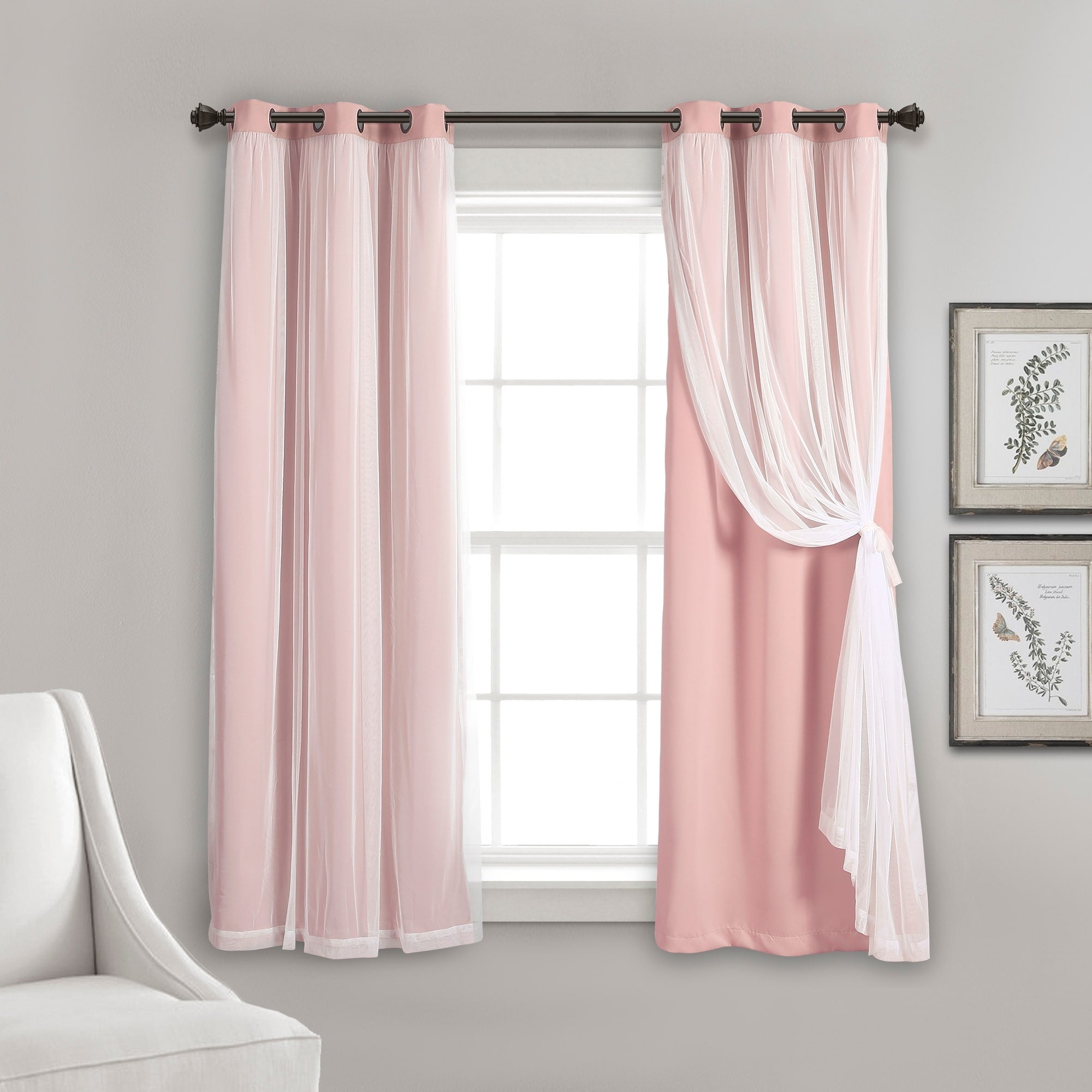 Lush Decor Grommet Sheer Panel Pair with Insulated Blackout Lining