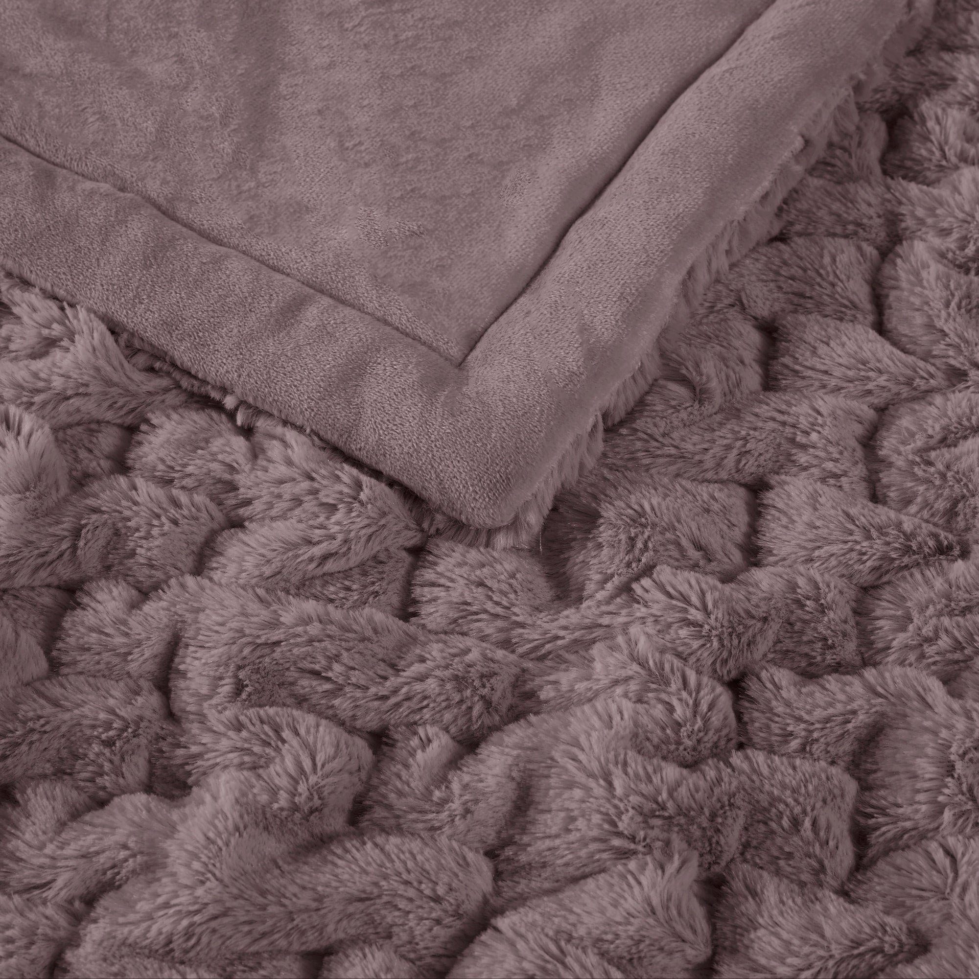 Madison Park Ruched Fur Throw