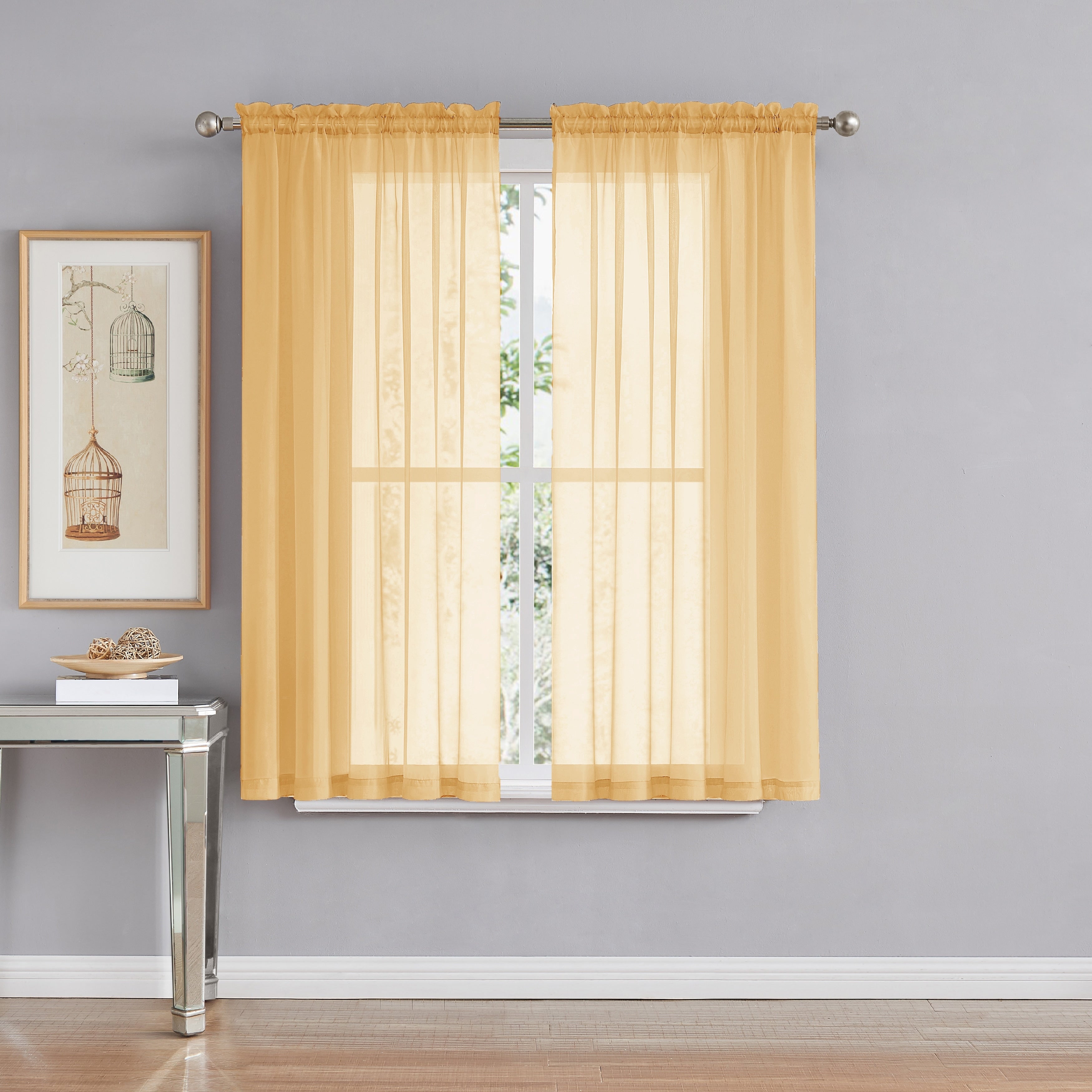 Window Elements Diamond Sheer Voile Extra Wide, 56 Inch Wide. Rod Pocket Curtain Panel