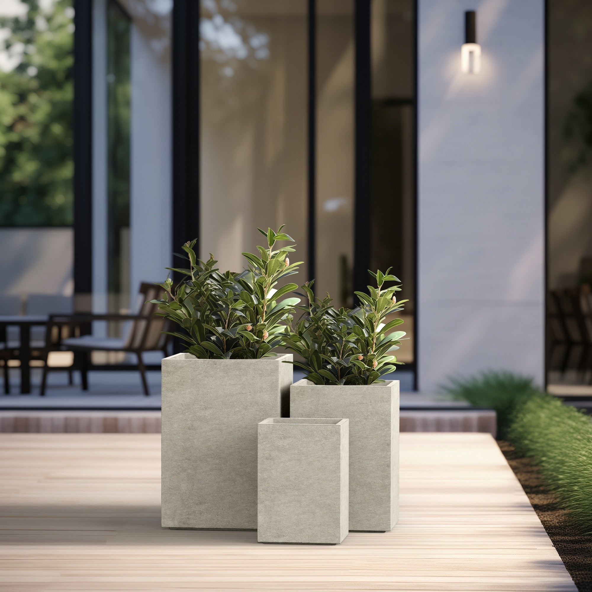 Tall Concrete Rectangle Plant Boxes / Large Indoor and Outdoor Flower Planters