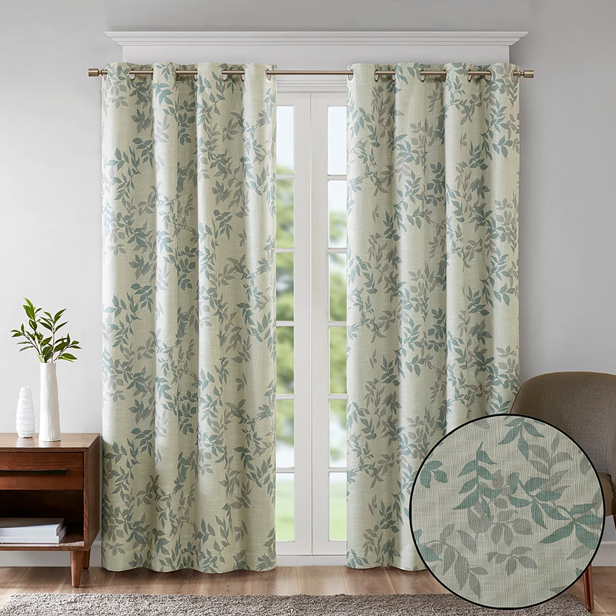 SunSmart April Printed Botanical Blackout Curtain Panel