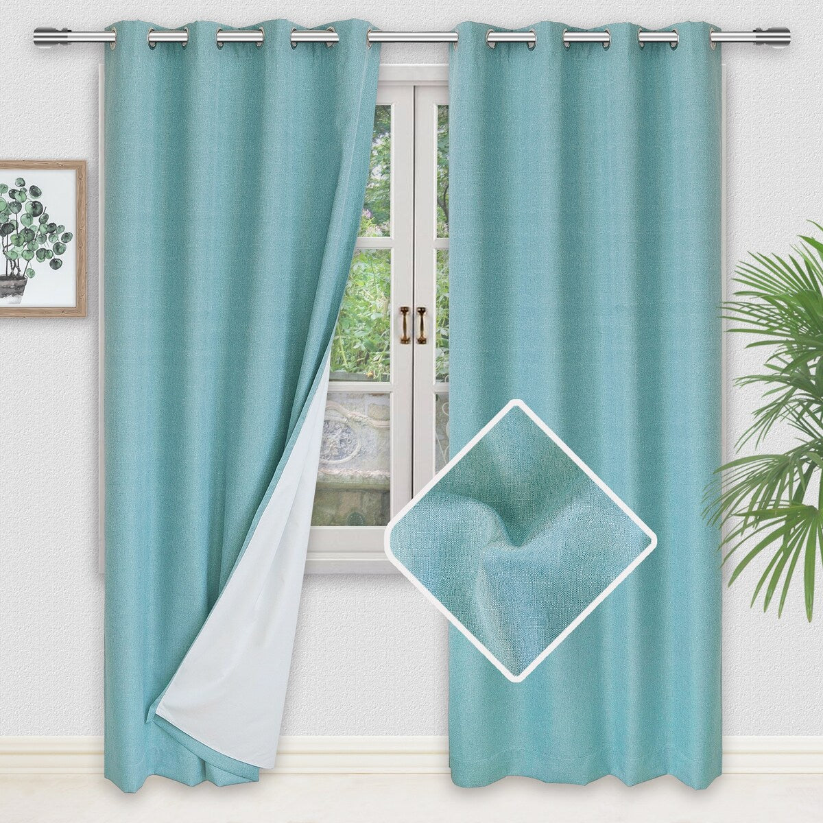 Elle 100% Blackout Grommet Curtains, 2 Panels