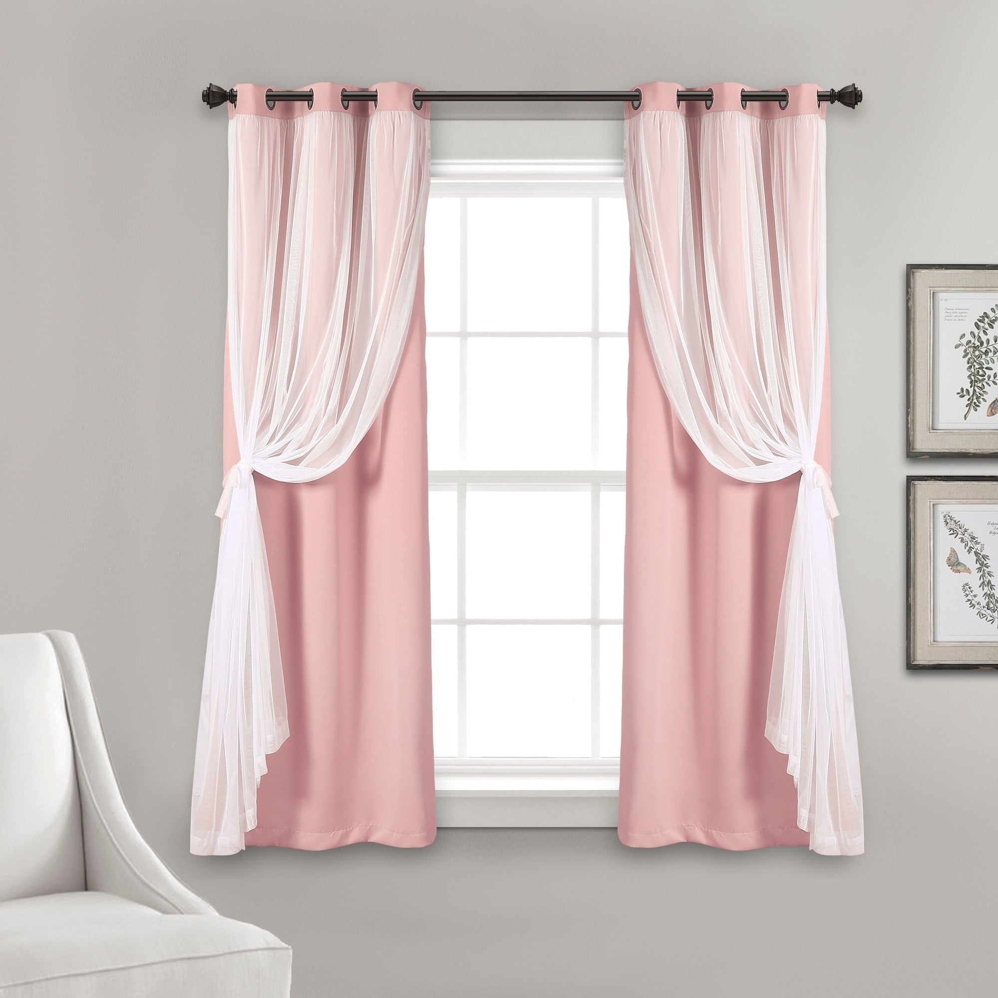 Lush Decor Grommet Sheer Panel Pair with Insulated Blackout Lining