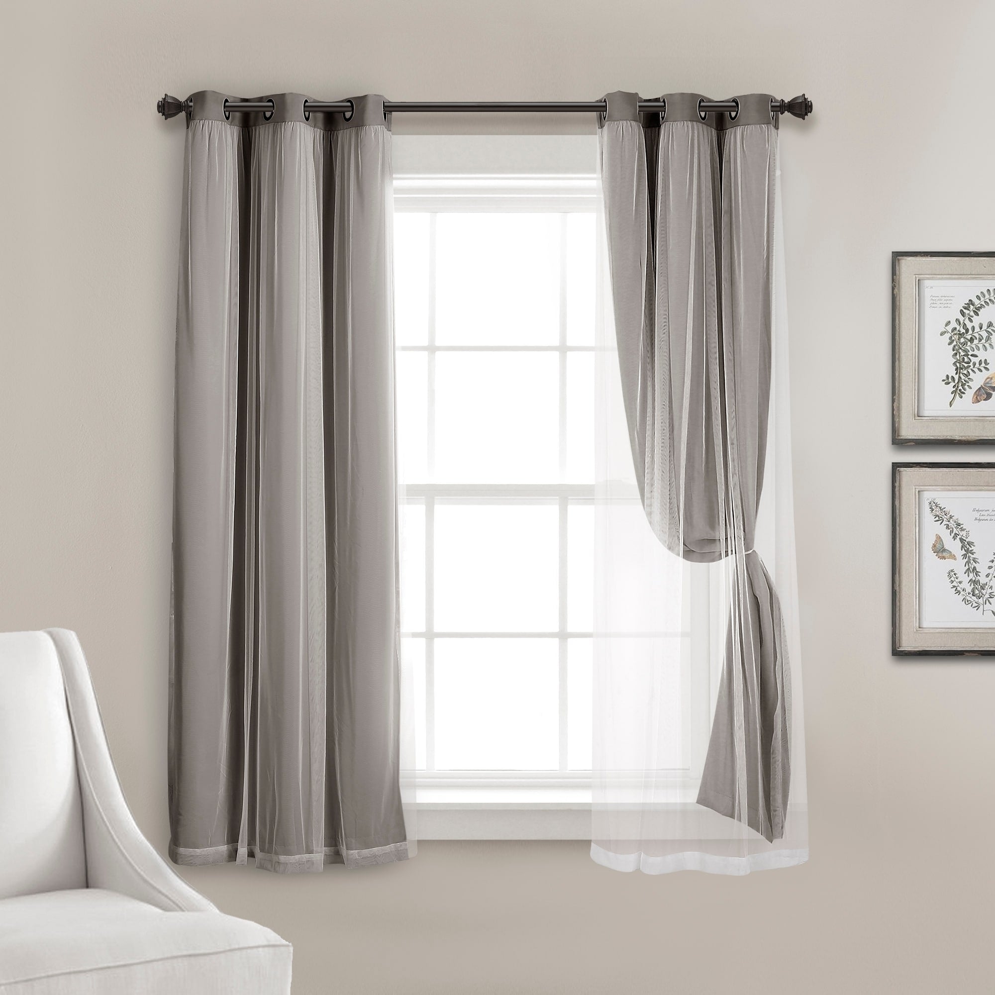 Lush Decor Grommet Sheer Panel Pair with Insulated Blackout Lining