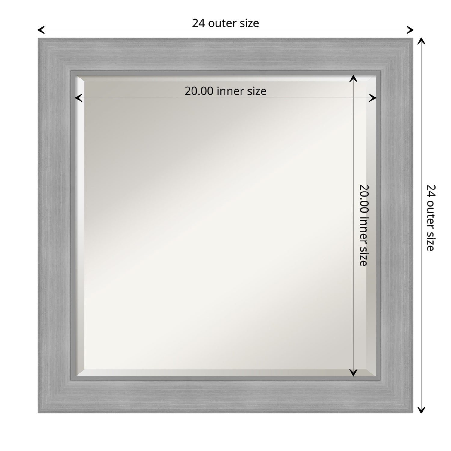 Beveled Bathroom Wall Mirror - Vista Brushed Nickel Frame