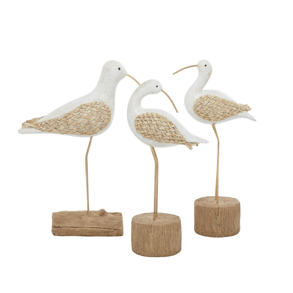 Polystone Bird Decorative Sculpture - Set of 3 White - Roche River Decor