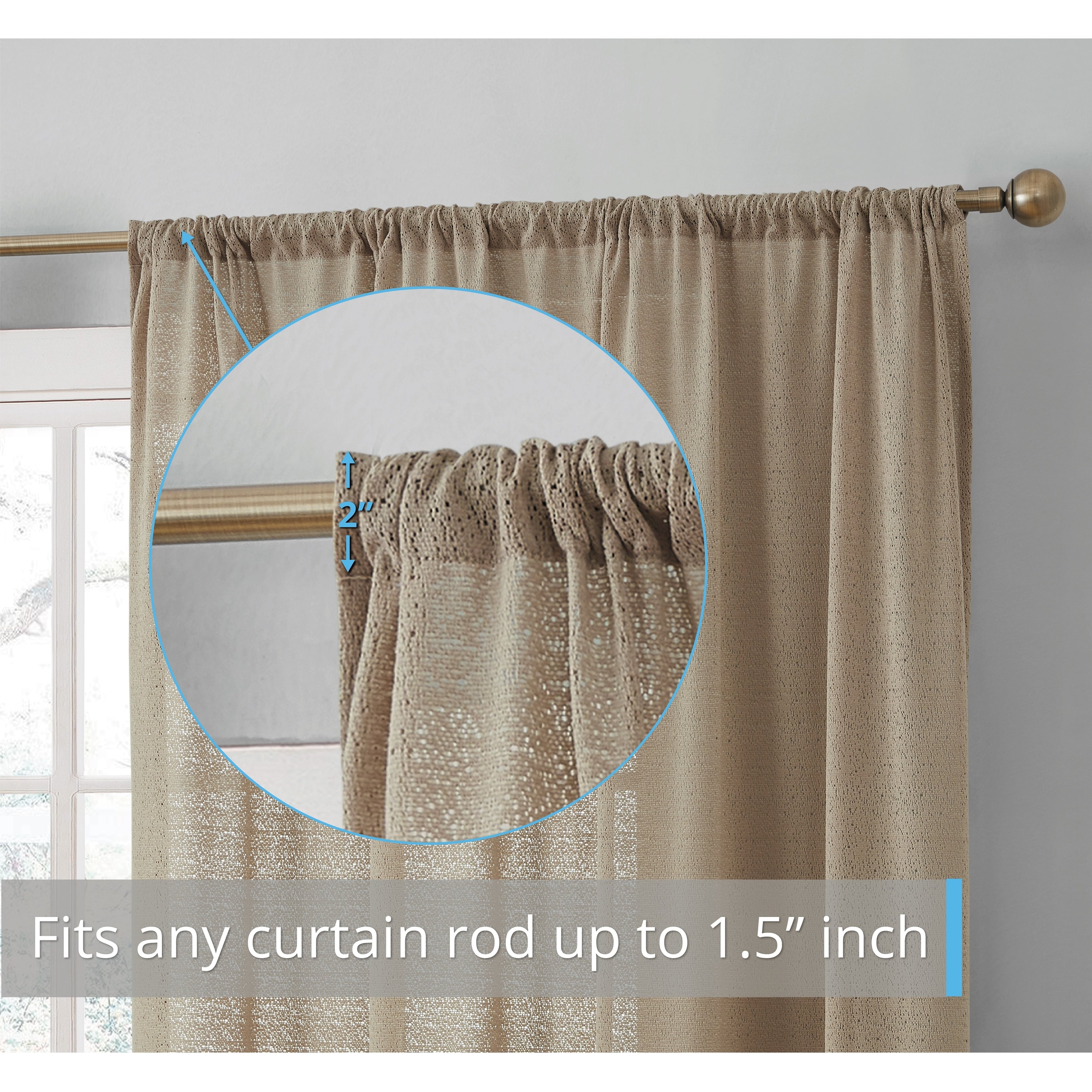 HLC.me Monaco Premium Soft Decorative Ombre Lace Semi Sheer Light Filtering Rod Pocket Window Curtain Panels - Set of 2