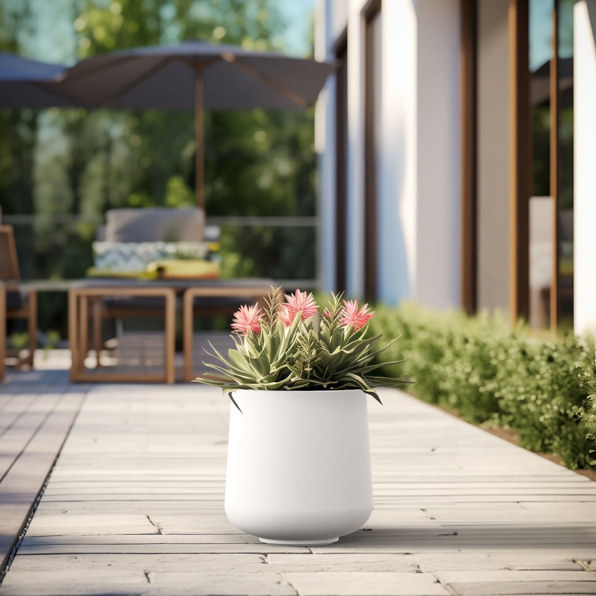 Tall Concrete Round Plant Pots / Large Indoor and Outdoor flower Planters