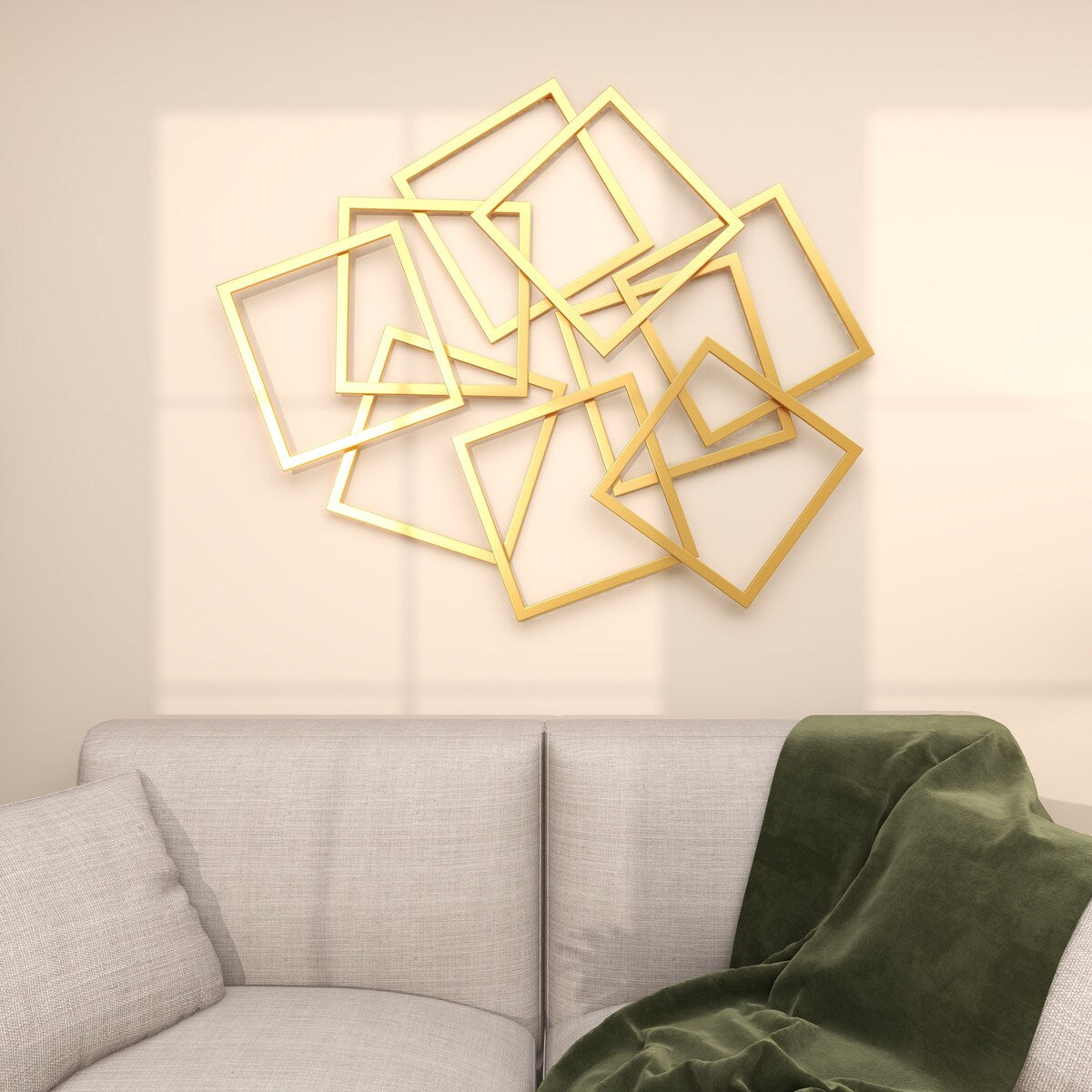 Metal Geometric Overlapping Square Home Wall Decor - Gold - CosmoLiving by Cosmopolitan