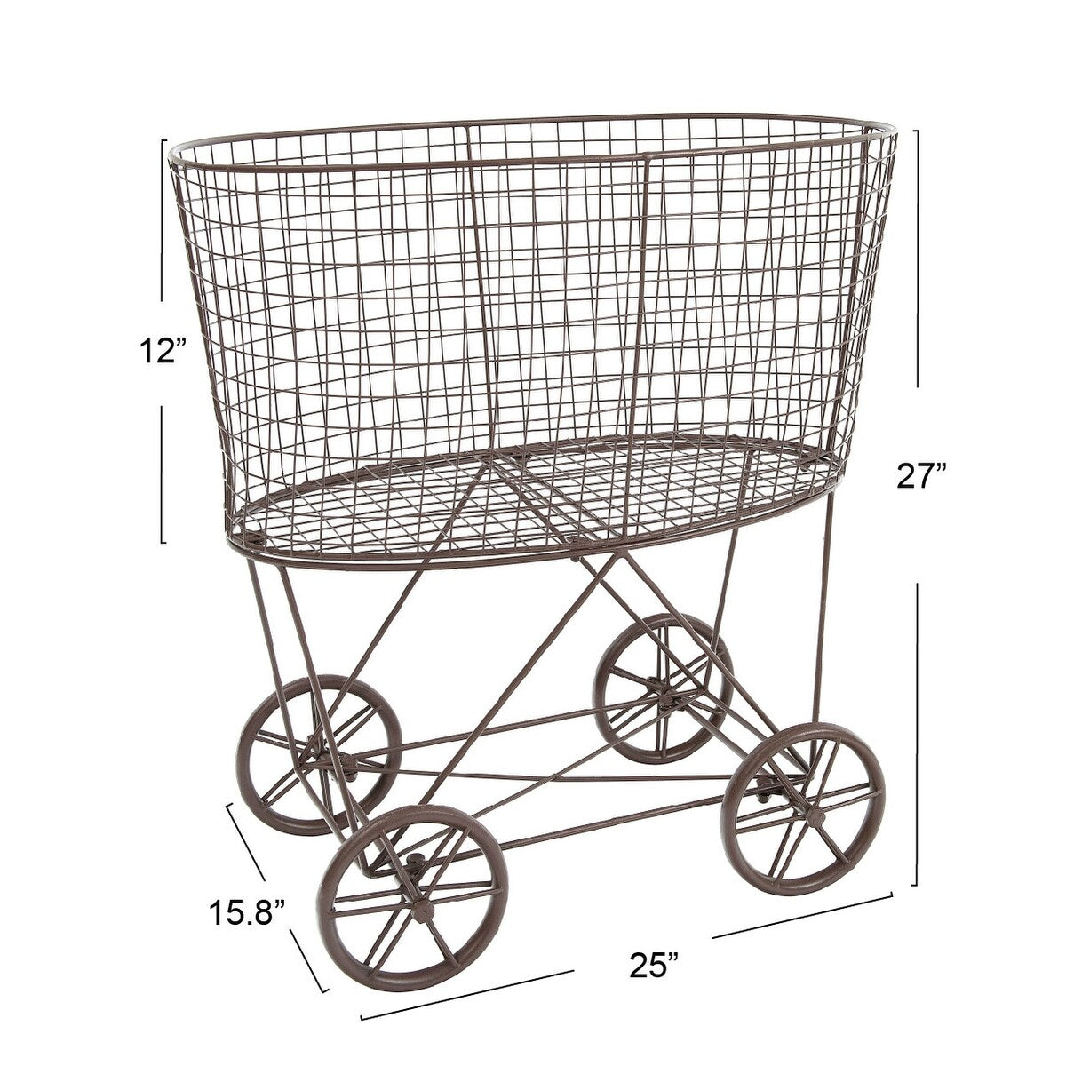 Metal Rolling Laundry Cart with Rack